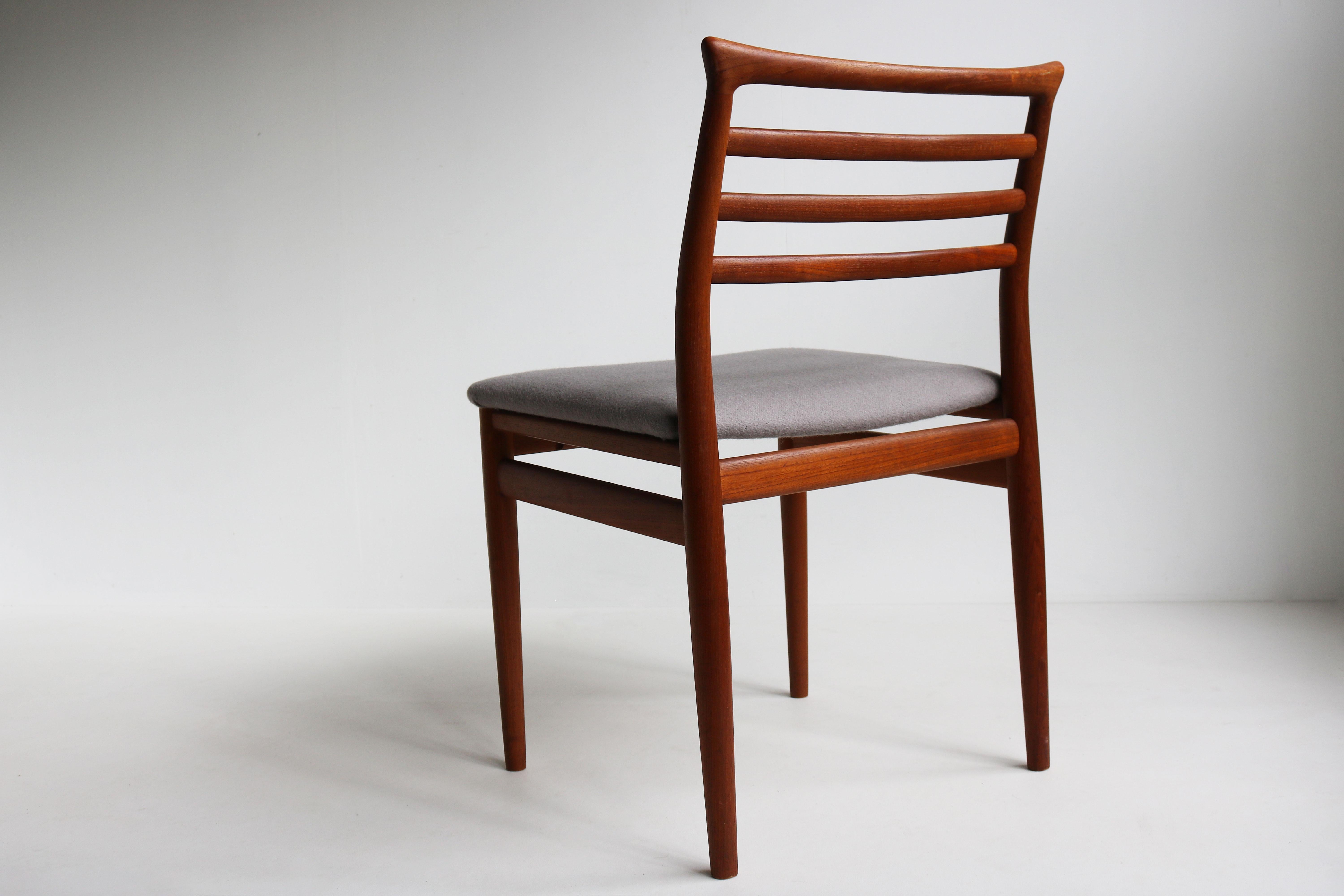 Satz von sechs dänischen Design-Esszimmerstühlen von Erling Torvits 1960 Teakholz Mid-century (Mitte des 20. Jahrhunderts) im Angebot