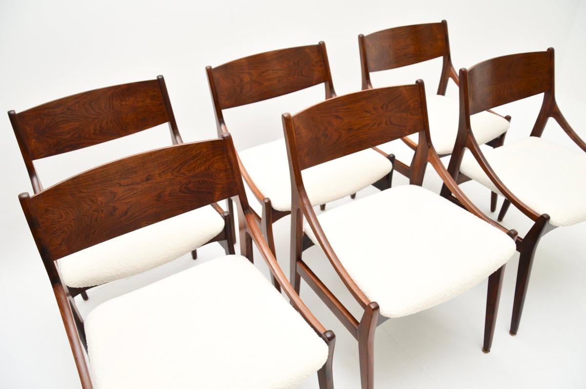 Juego de seis sillas de comedor danesas de H. Vestervig Eriksen Moderno de mediados de siglo en venta
