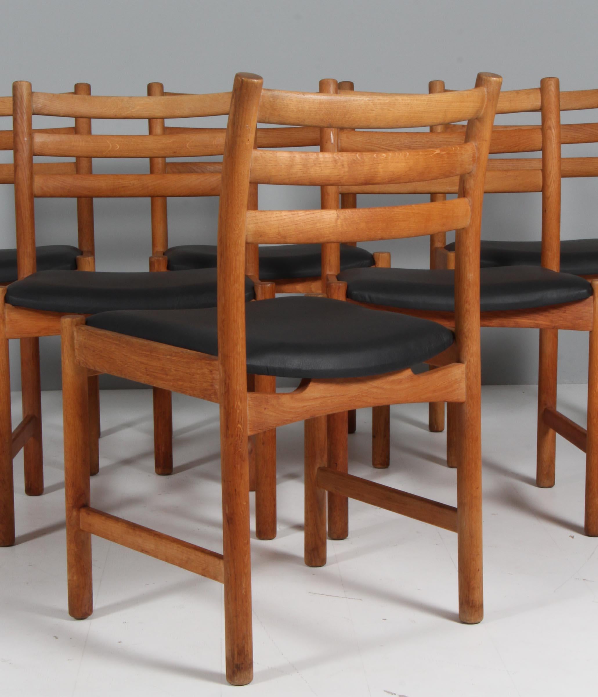 Leather Set of six Danish Dining Chairs by Poul Volther for Sorø Stolefabrik, Model 350