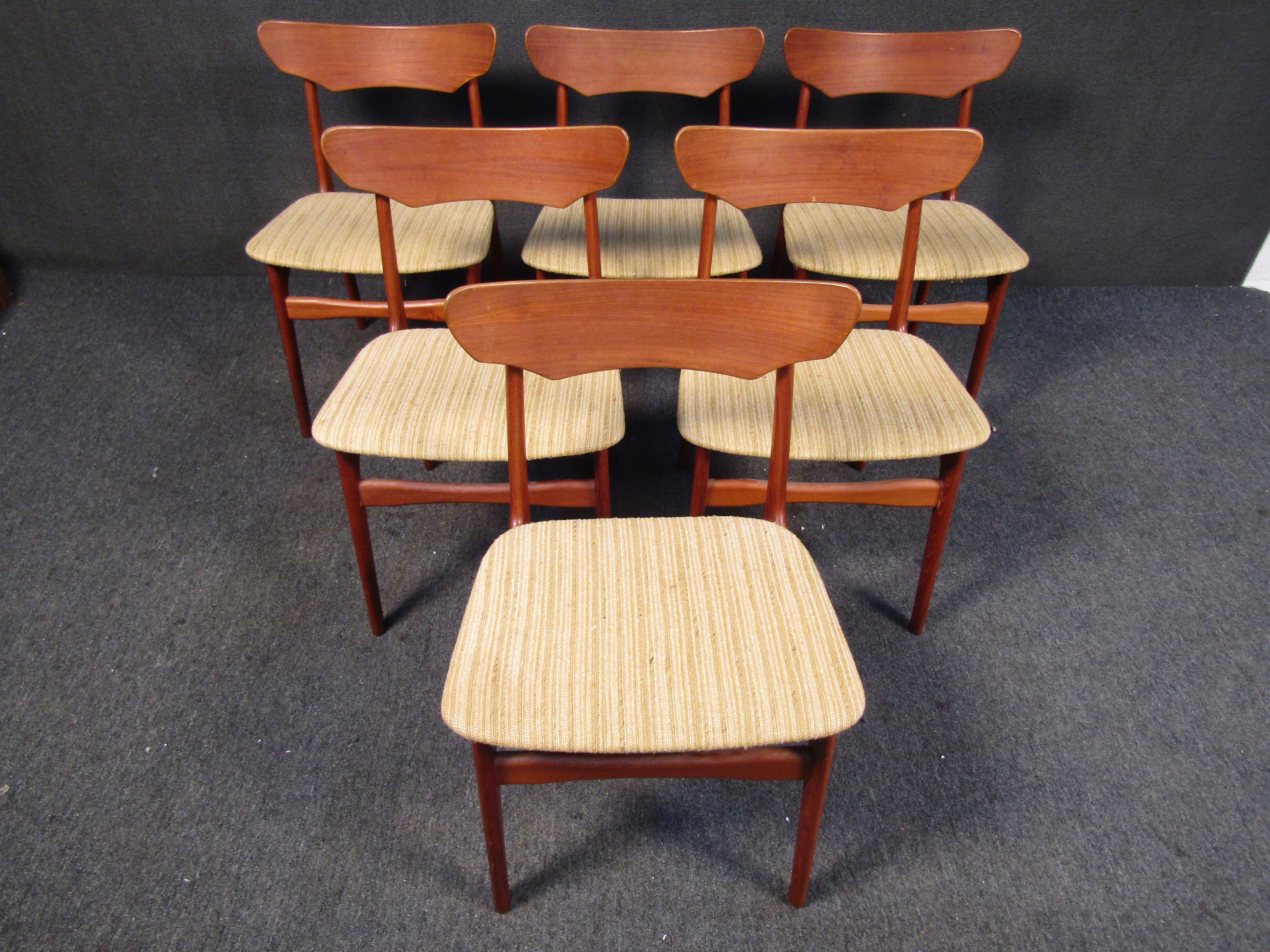 Mid-Century Modern Ensemble de six chaises de salle à manger danoises
