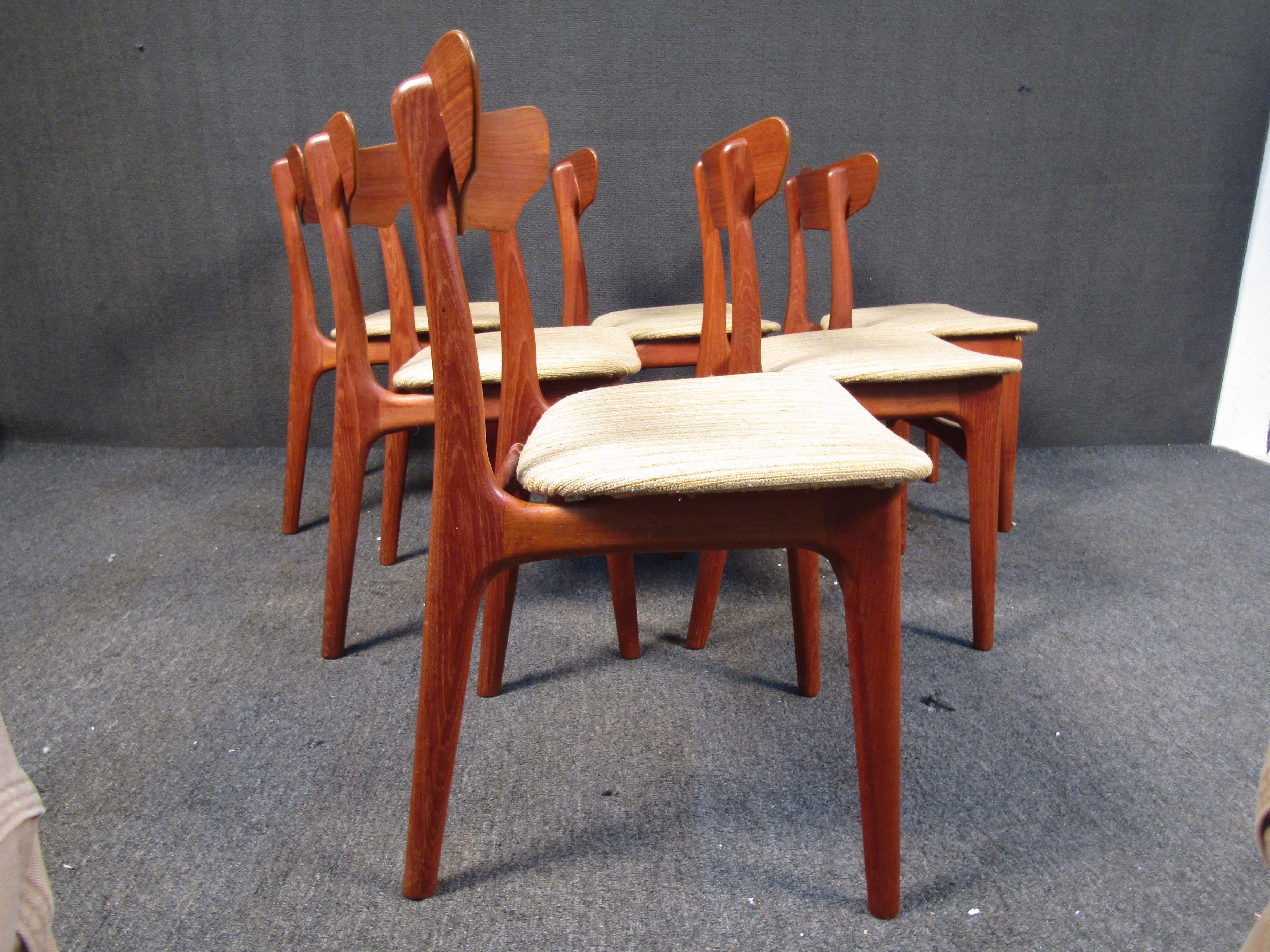 Upholstery Set of Six Danish Dining Chairs For Sale