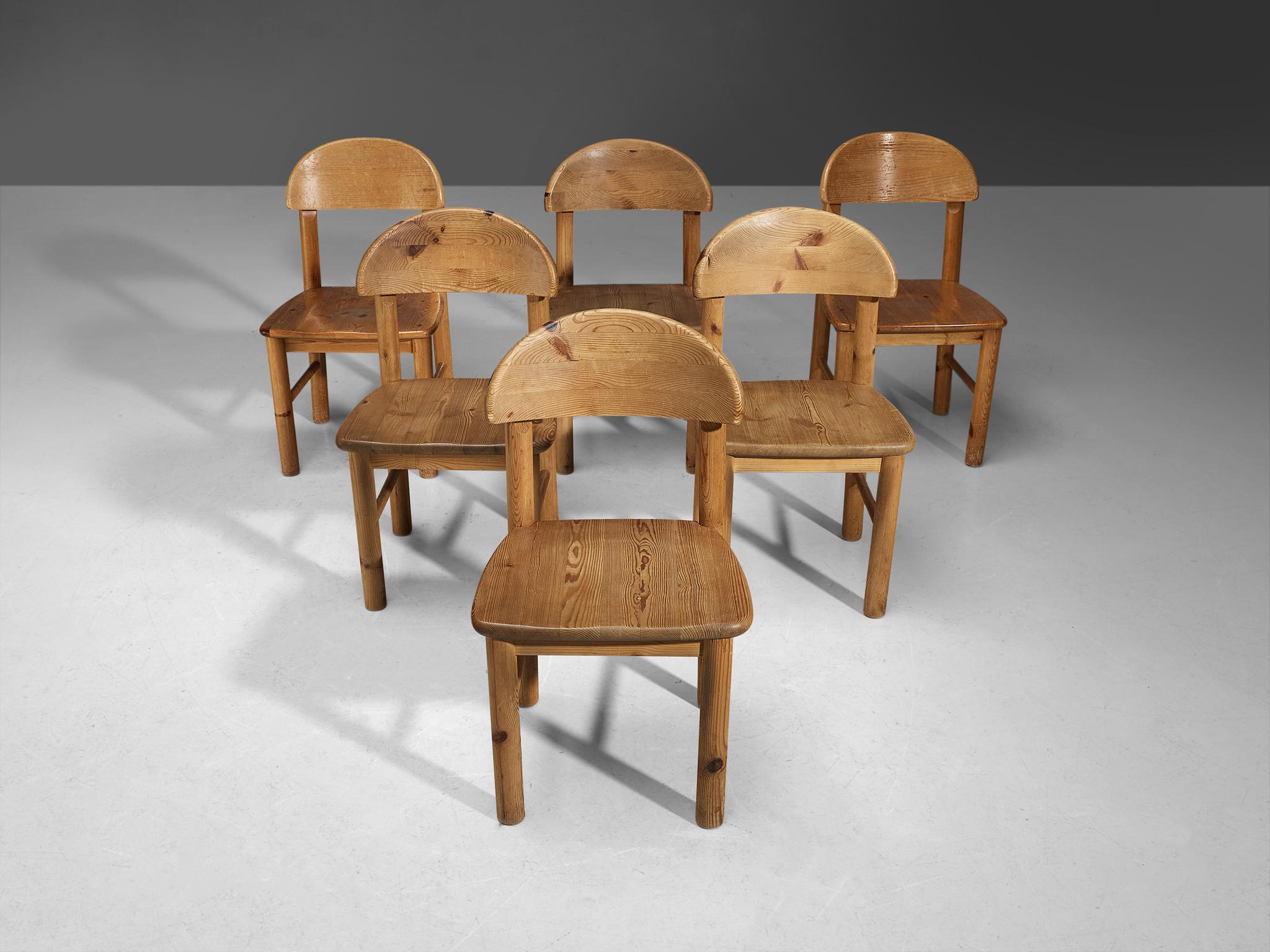 Scandinavian Modern Set of Six Danish Dining Chairs in Solid Pine
