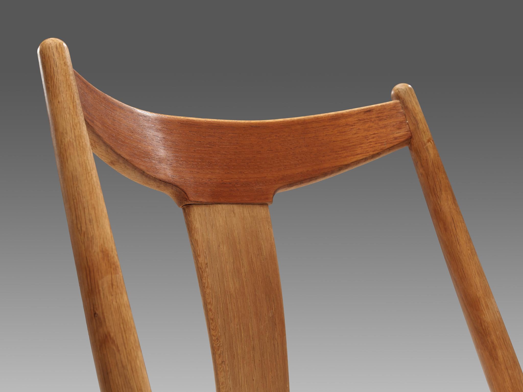 Set of Six Danish Dining Chairs in Teak and Oak 4