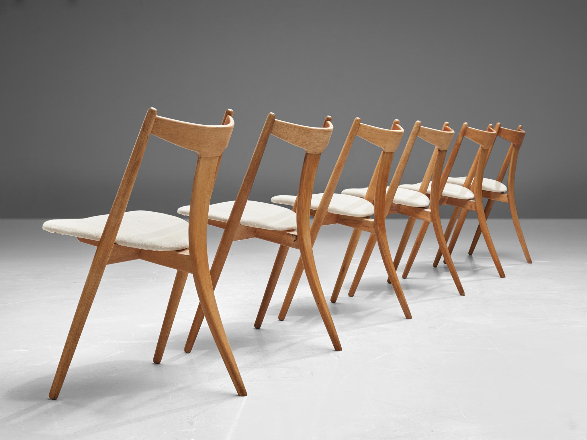 Set of Six Danish Dining Chairs in Teak and Oak In Good Condition In Waalwijk, NL