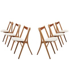 Set of Six Danish Dining Chairs in Teak and Oak