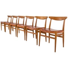 Set of Six Danish Dining Chairs W2 by Hans J. Wegner