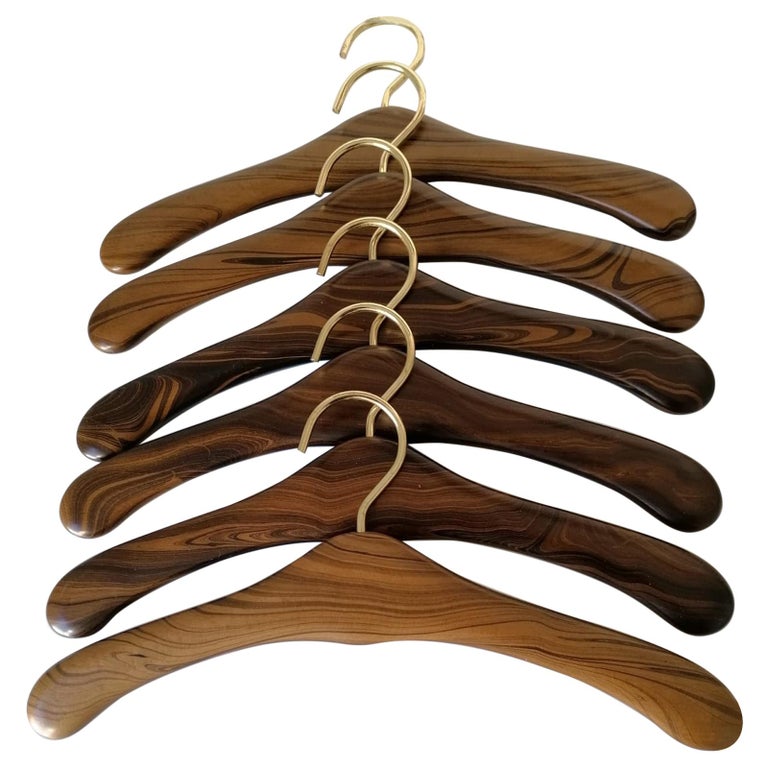 Set of Six Danish Hardwood Coat Hangers For Sale at 1stDibs