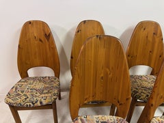 Set of Six Danish High Back Pine Dining Chairs