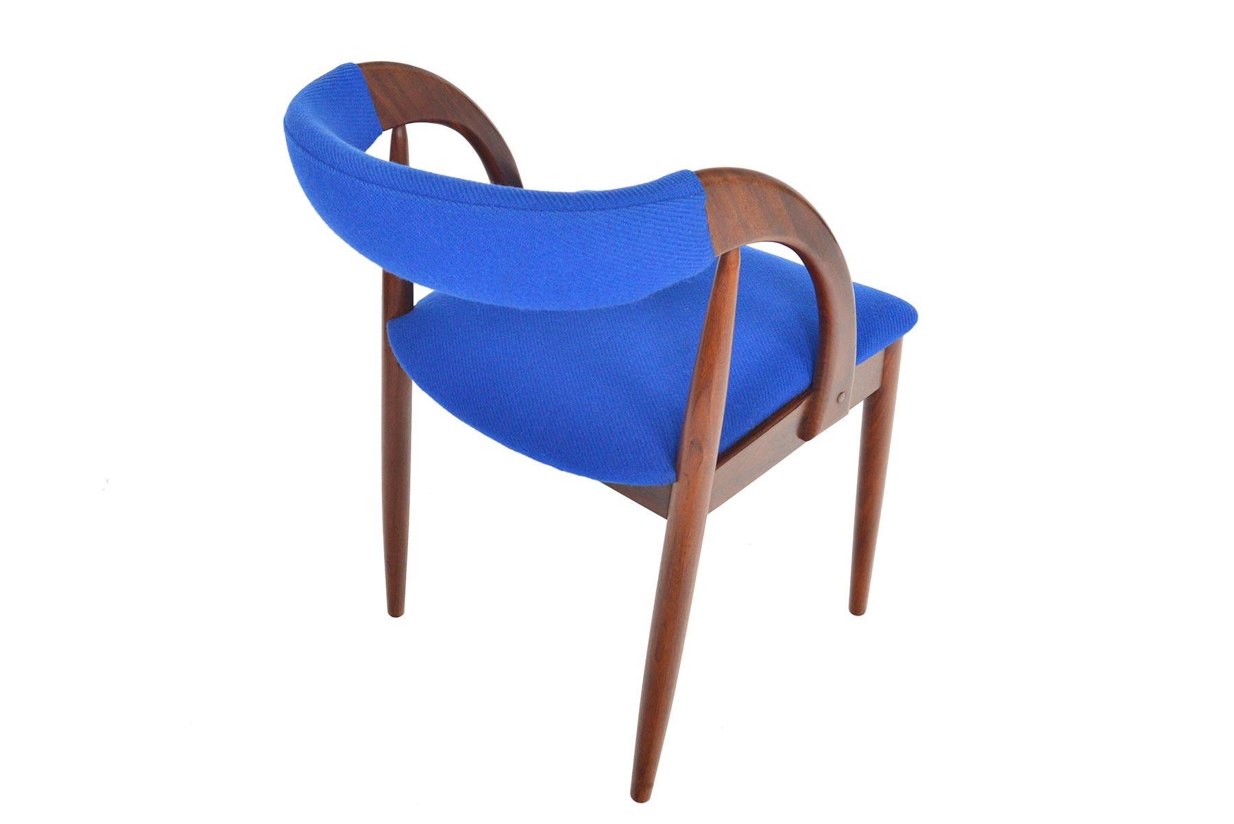 Wool Set of Six Danish Mid-Century Modern Walnut Dining Chairs