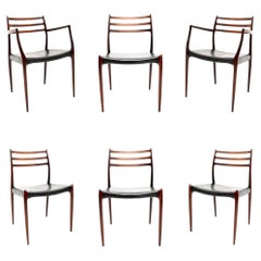 Set of Six Danish Model 78 and 62 Dining Chairs by Niels Moller
