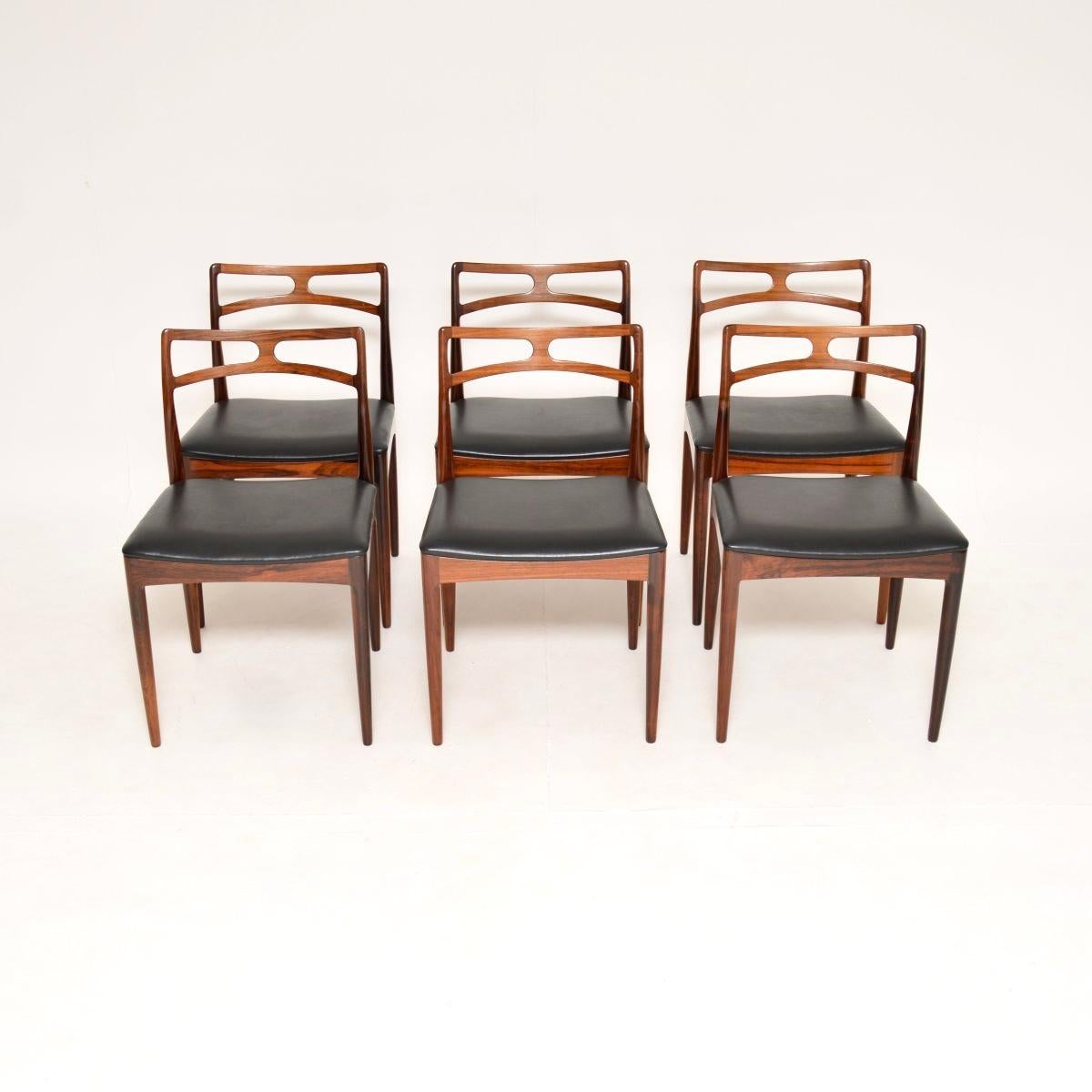 A stunning set of six Danish model 94 dining chairs by Johannes Andersen for Christian Linneberg. These were made in Denmark, they date from the 1960’s.

The quality is superb, these have a stylish and very elegant design. They are beautifully