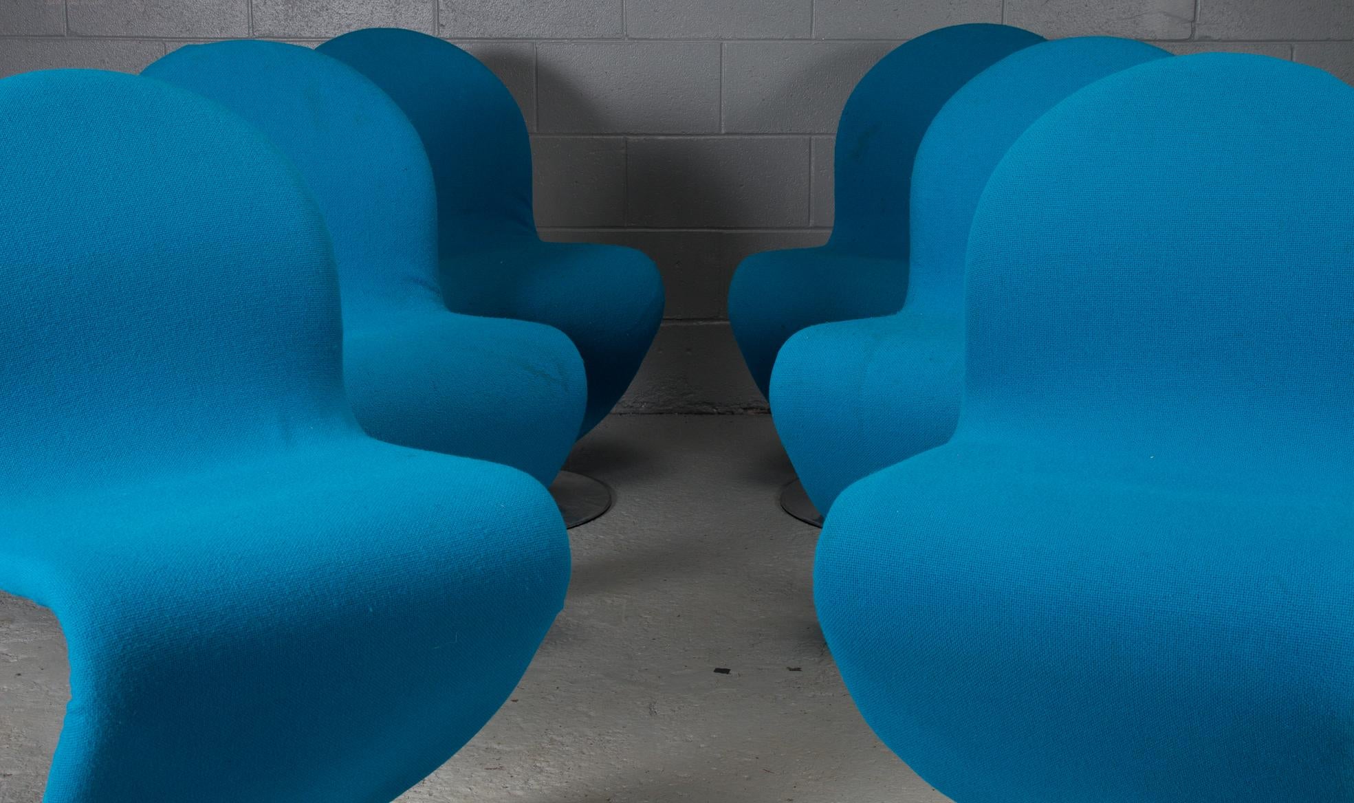 Set of Six Danish Modern 1-2-3 Chairs by Verner Panton for Fritz Hansen, 1950s For Sale 4
