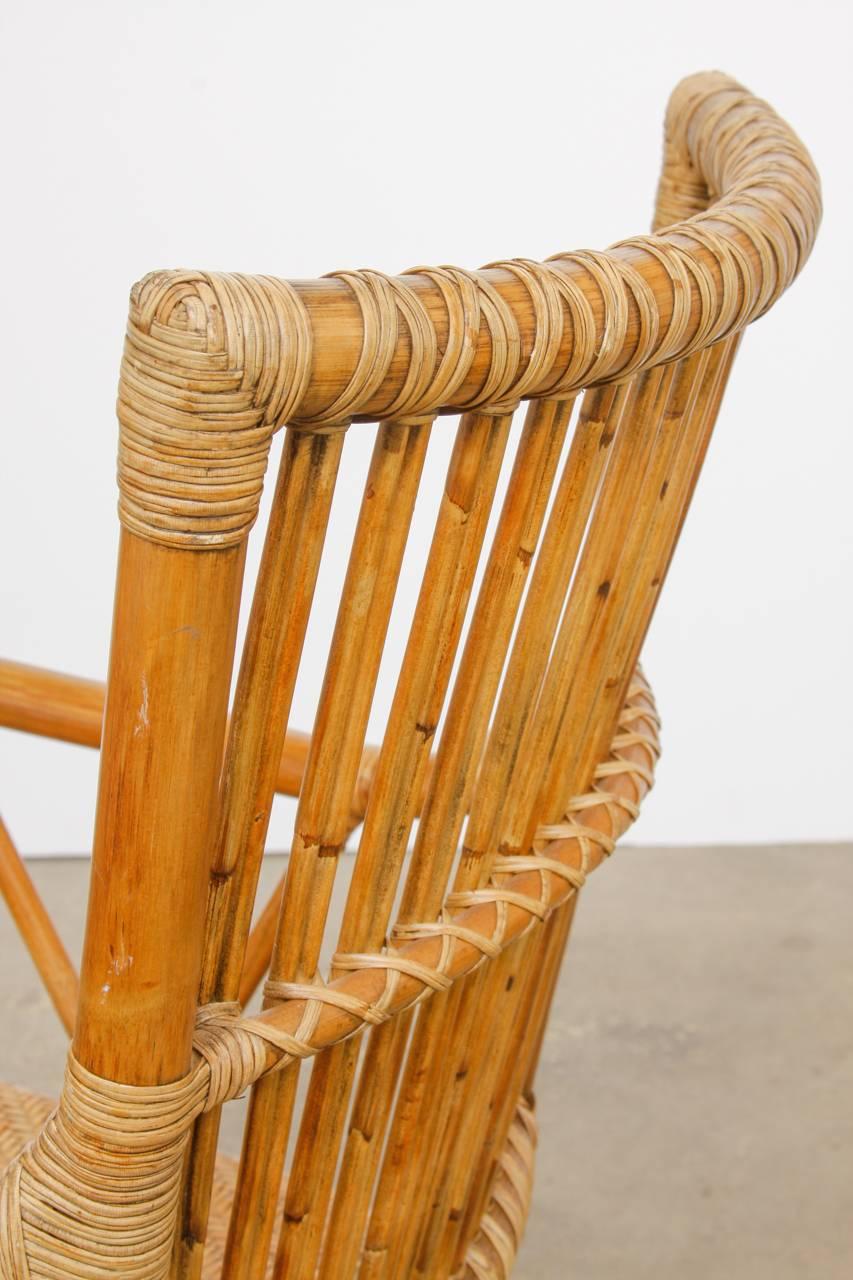Set of Six Danish Modern Bamboo Dining Chairs 6