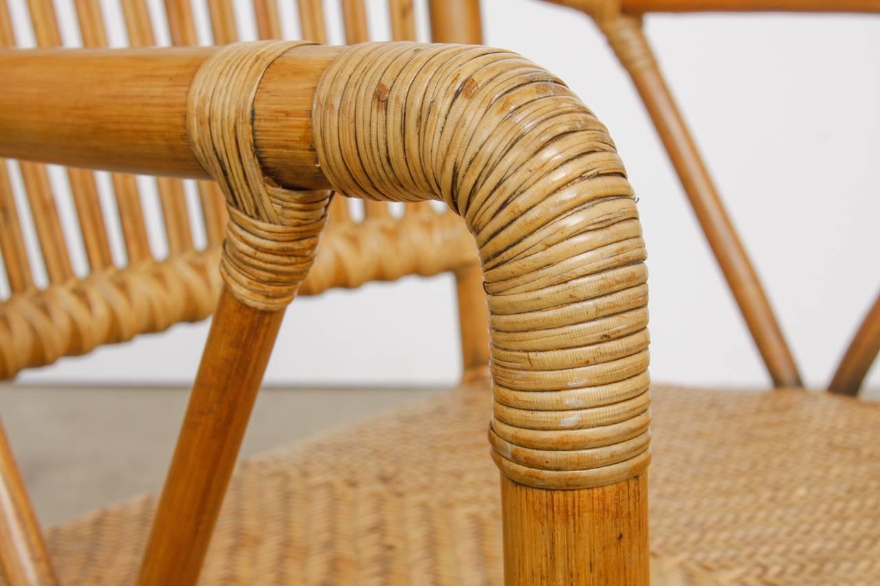Set of Six Danish Modern Bamboo Dining Chairs 10