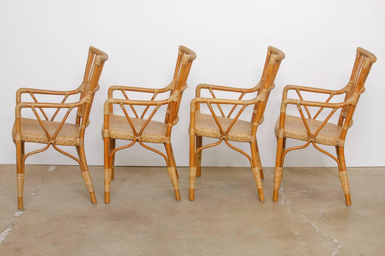 20th Century Set of Six Danish Modern Bamboo Dining Chairs