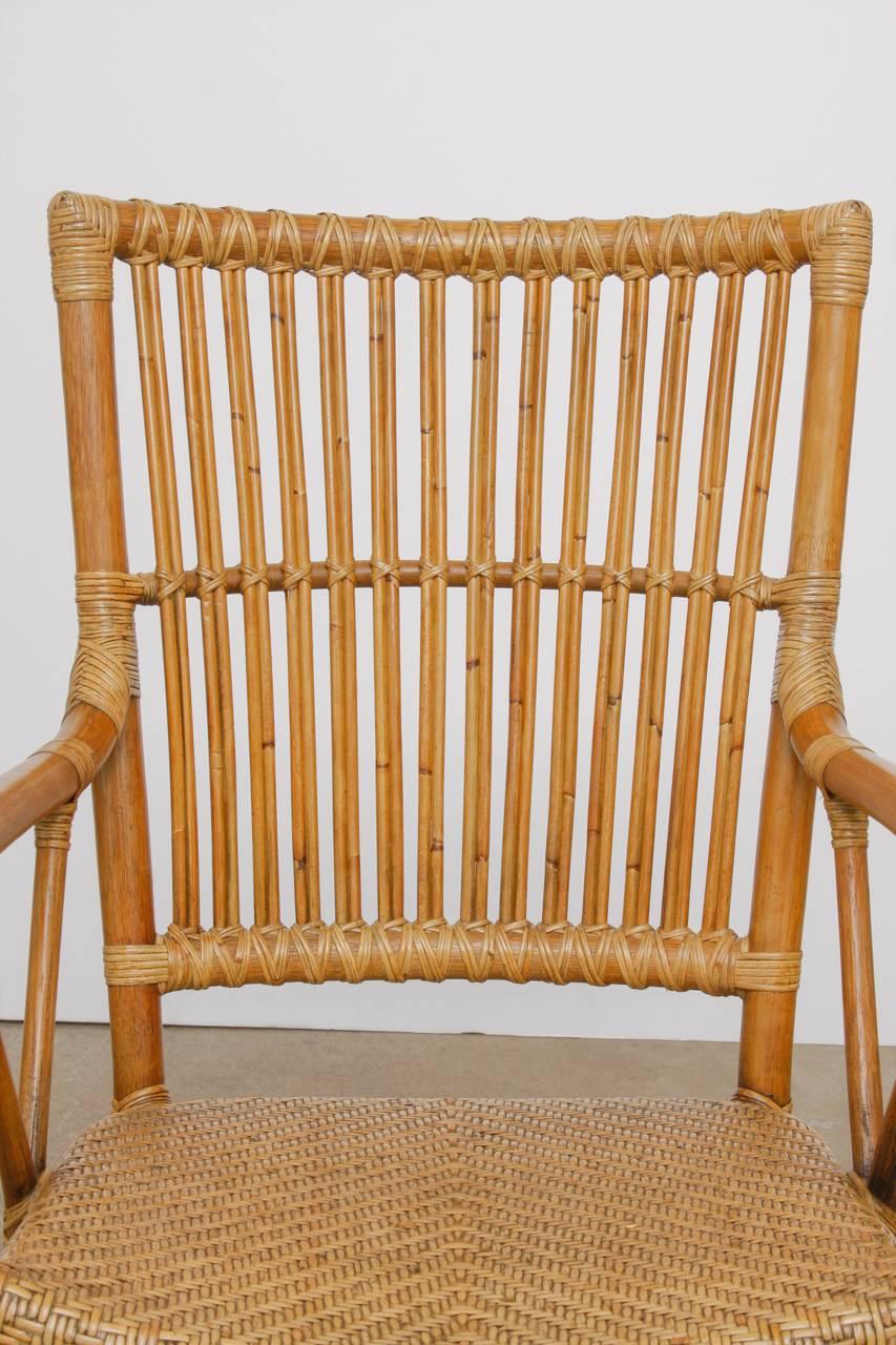 Set of Six Danish Modern Bamboo Dining Chairs 3