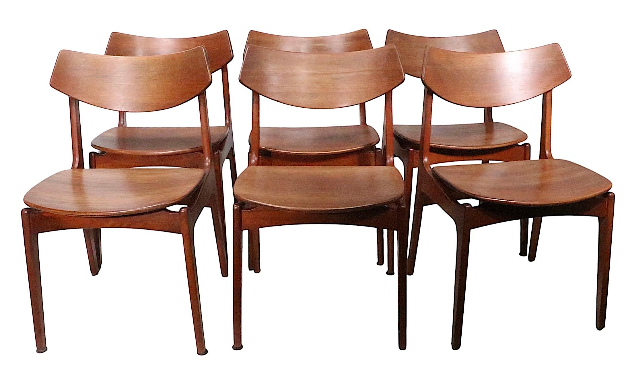 Set of Six Danish Modern Dining Chairs By Erik Buch for Funder Schmidt & Madsen in vendita 8