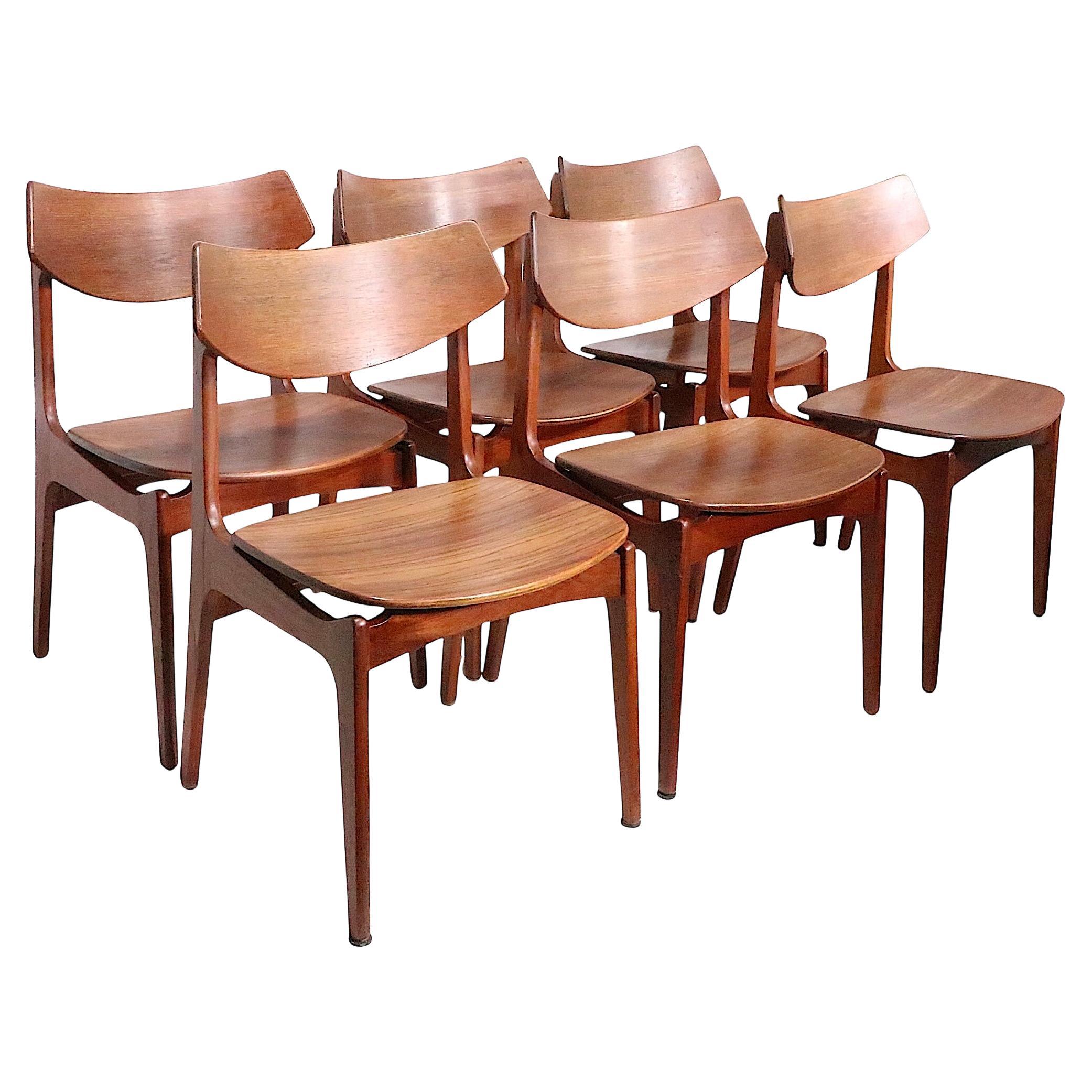 Set of Six Danish Modern Dining Chairs By Erik Buch for Funder Schmidt & Madsen