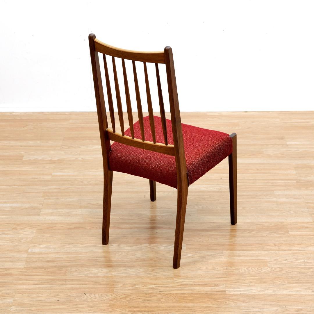 Set of Six Danish Modern Dining Chairs in Teak & Red in vendita 4
