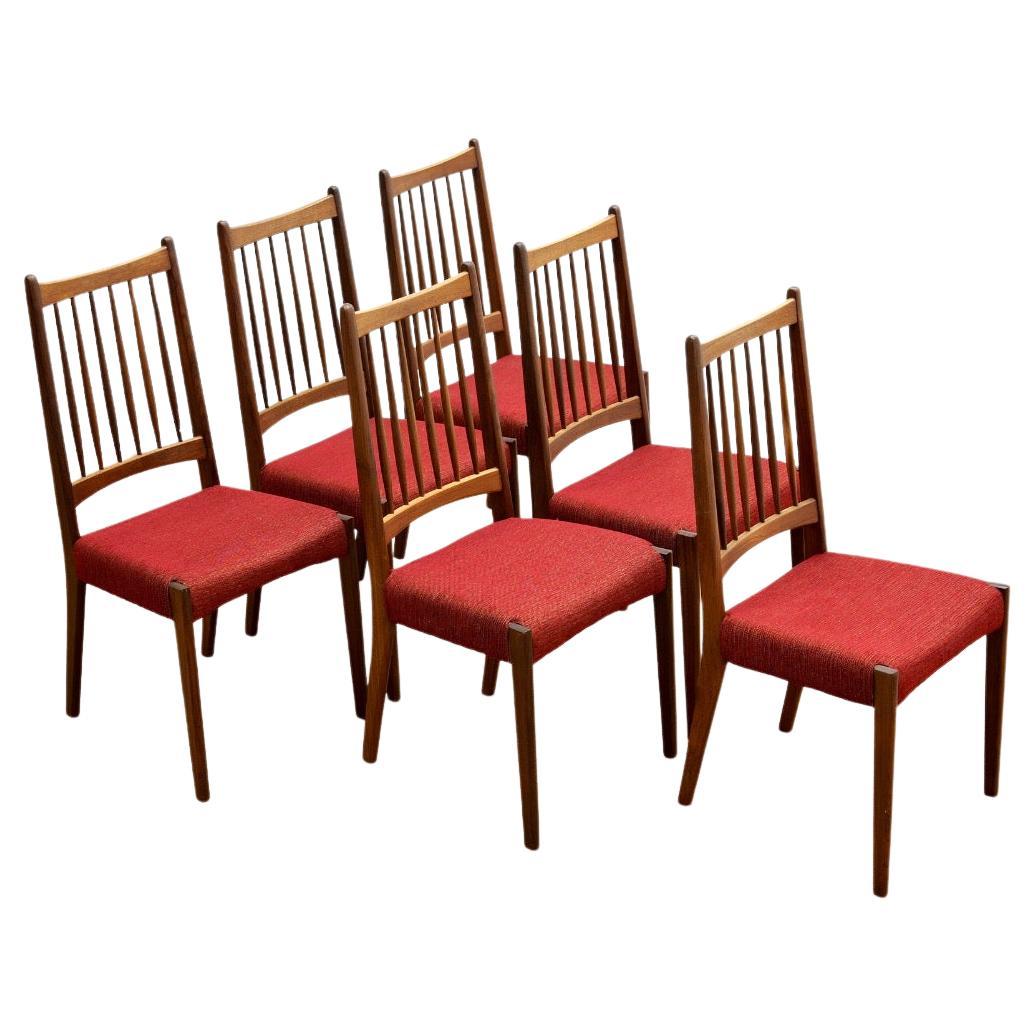 Set of Six Danish Modern Dining Chairs in Teak
Red