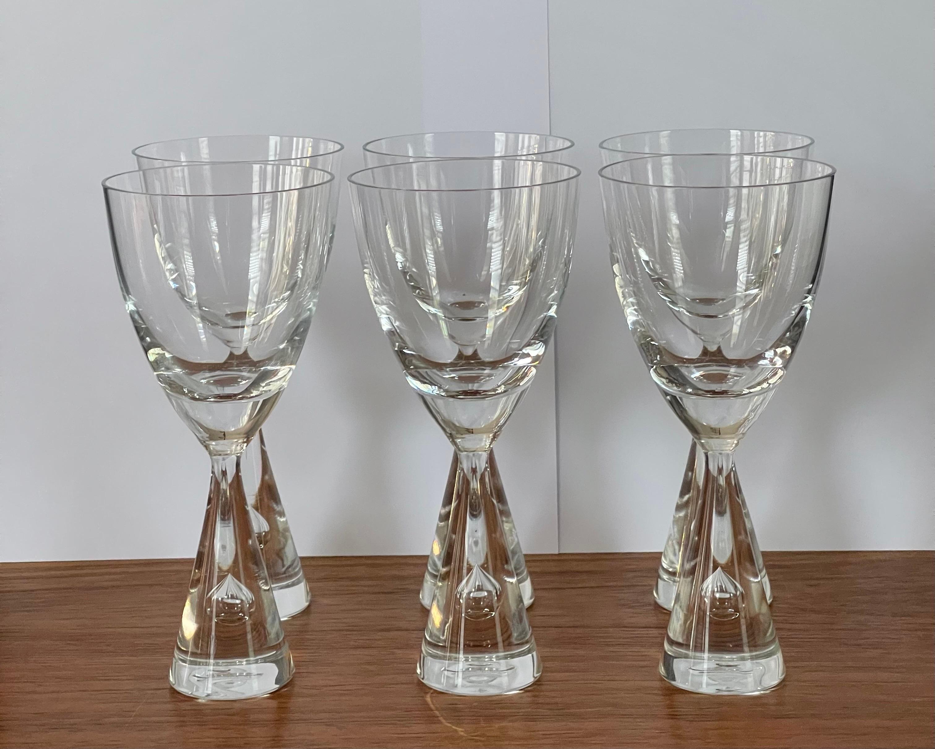 Set von sechs modernen dänischen „Princess“-Weingläsern aus Glas von Holmegaard (Skandinavische Moderne) im Angebot