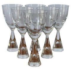 Vintage Set of Six Danish Modern "Princess" Glass Bubble Wine Glasses by Holmegaard