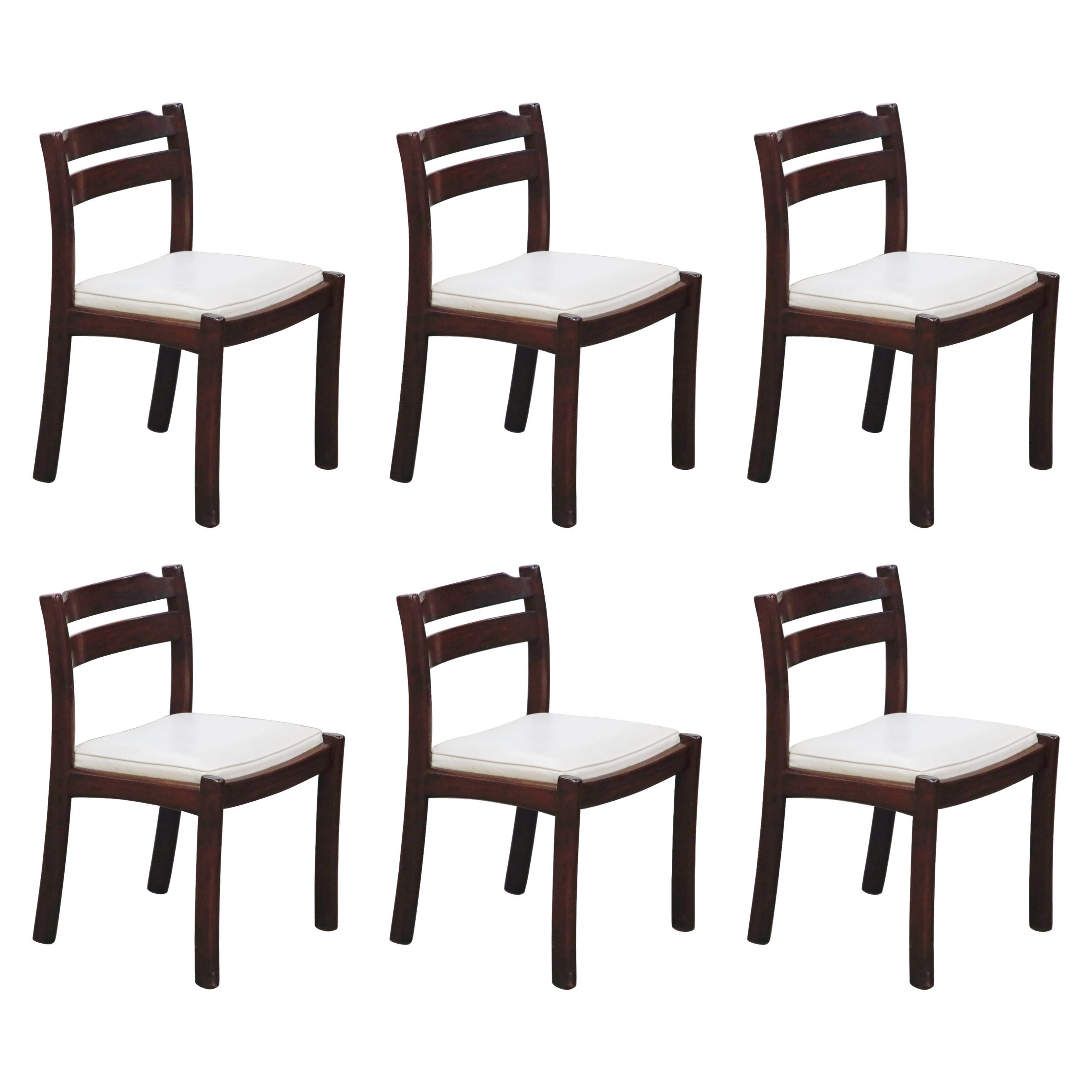 Satz von sechs dänischen modernen Esszimmerstühlen aus Palisanderholz von Dyrlund:: um 1960:: signiert