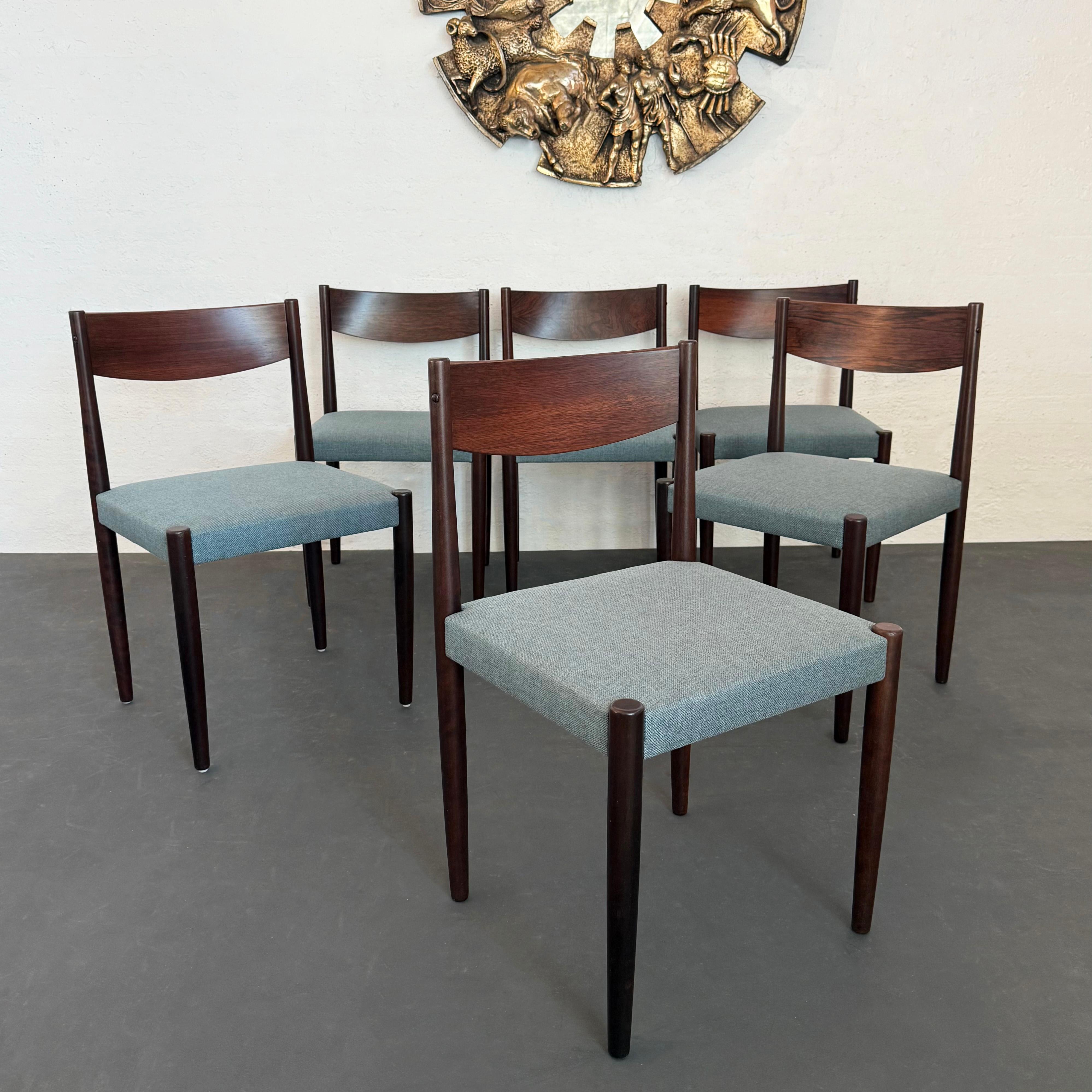 Scandinavo moderno Set di sei sedie da pranzo moderne danesi in palissandro di Poul Volther per Rojle Frem in vendita