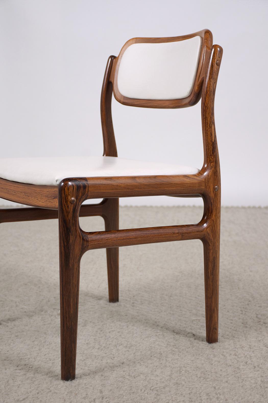 Walnut Set of Six Danish Modern Rosewood Dining Chairs