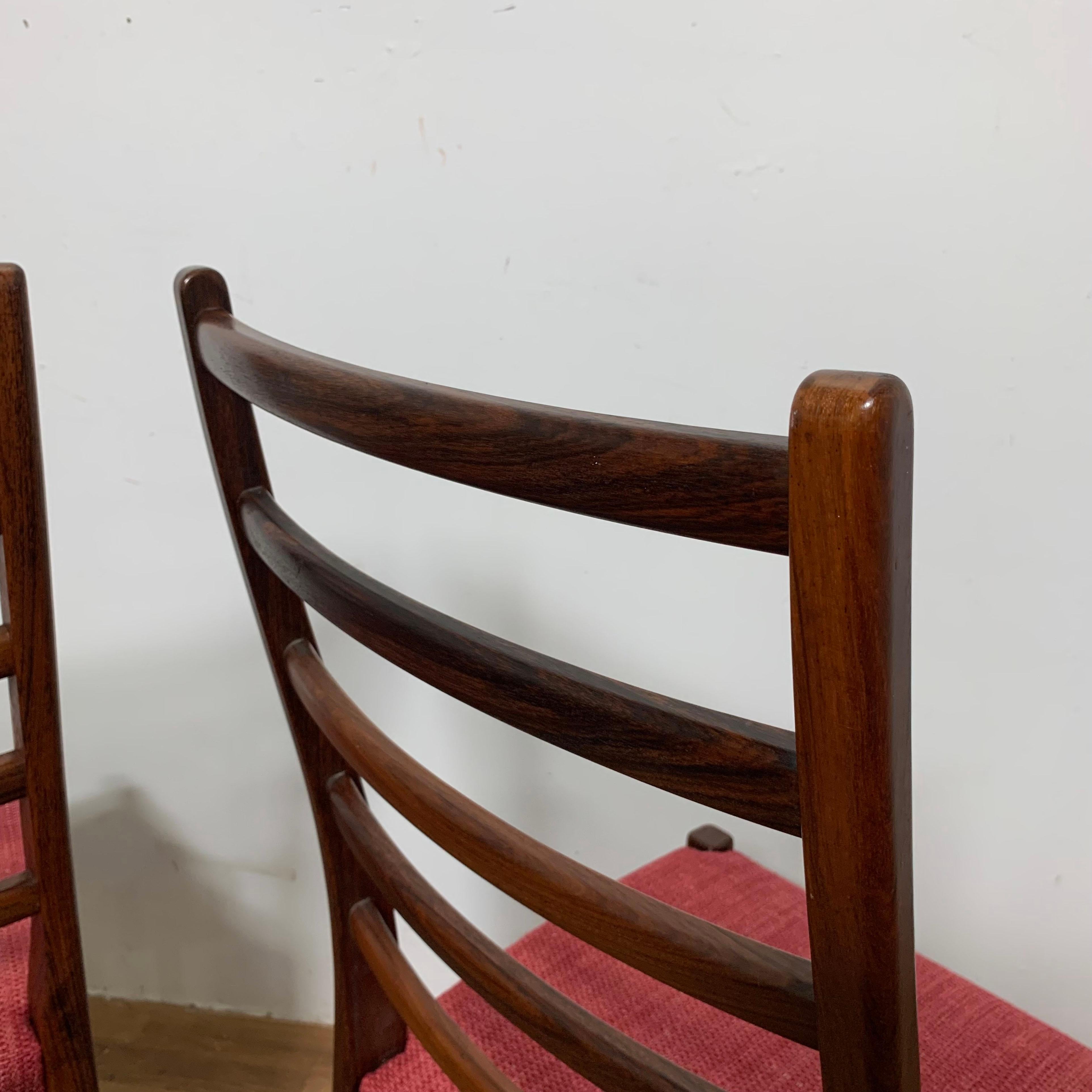 Set of Six Danish Modern Rosewood Ladder Back Dining Chairs by Svegards, Sweden 2