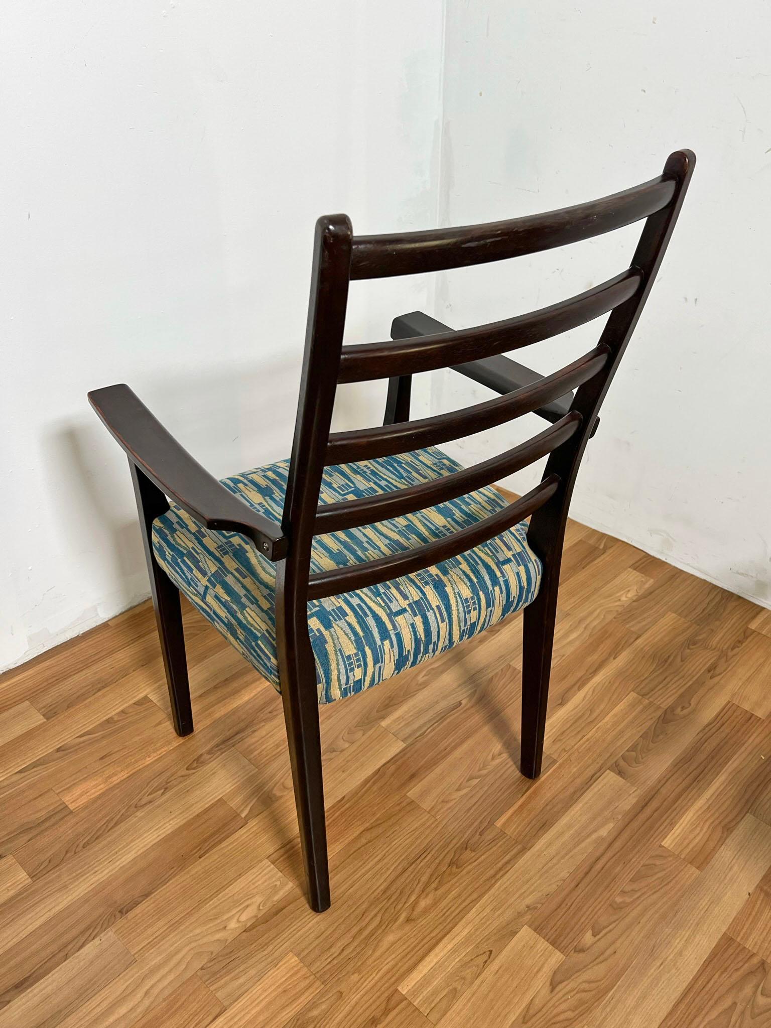 Set of Six Danish Modern Rosewood Ladder Back Dining Chairs by Svegards, Sweden 3