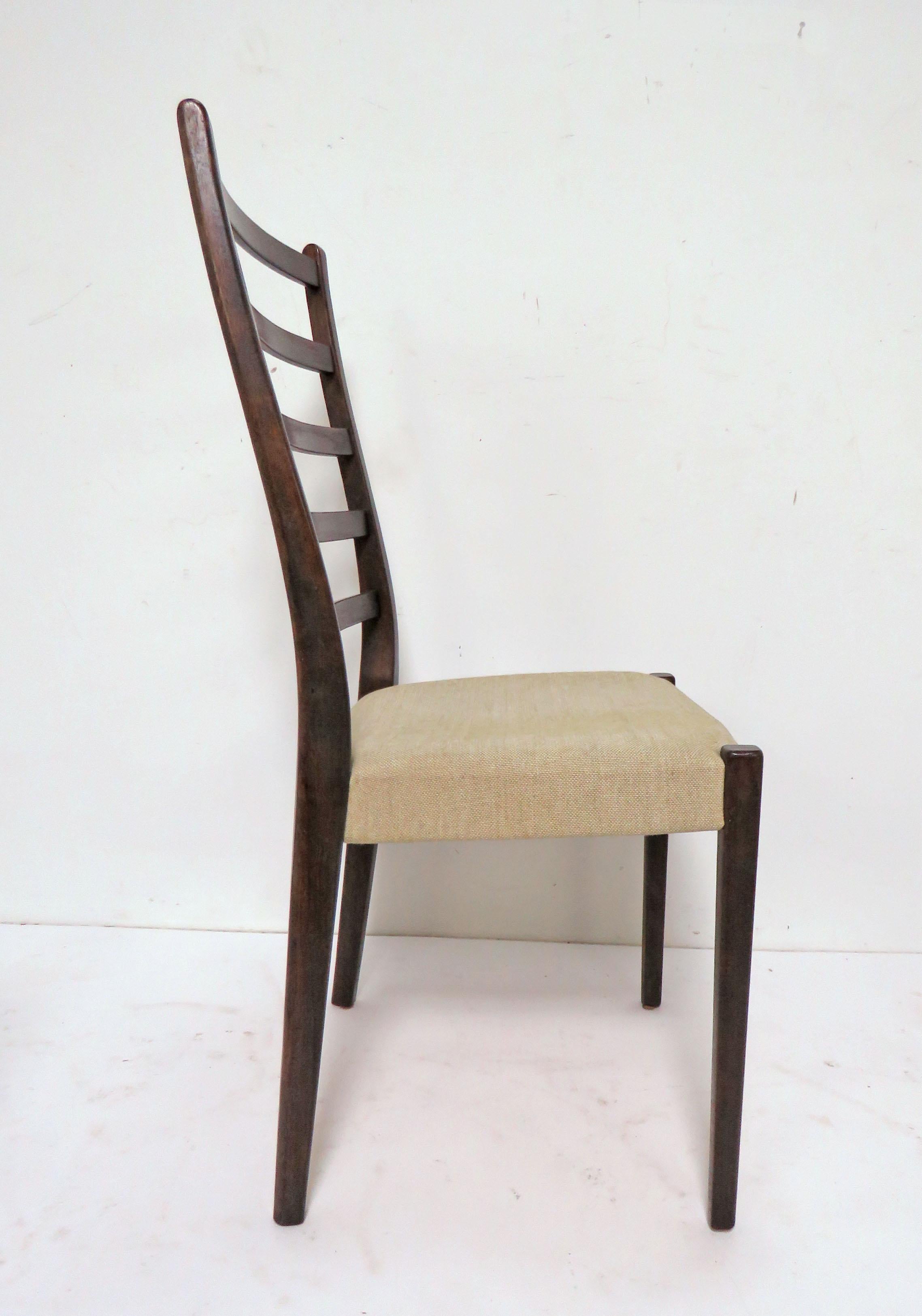 Set of Six Danish Modern Rosewood Ladder Back Dining Chairs by Svegards, Sweden 3