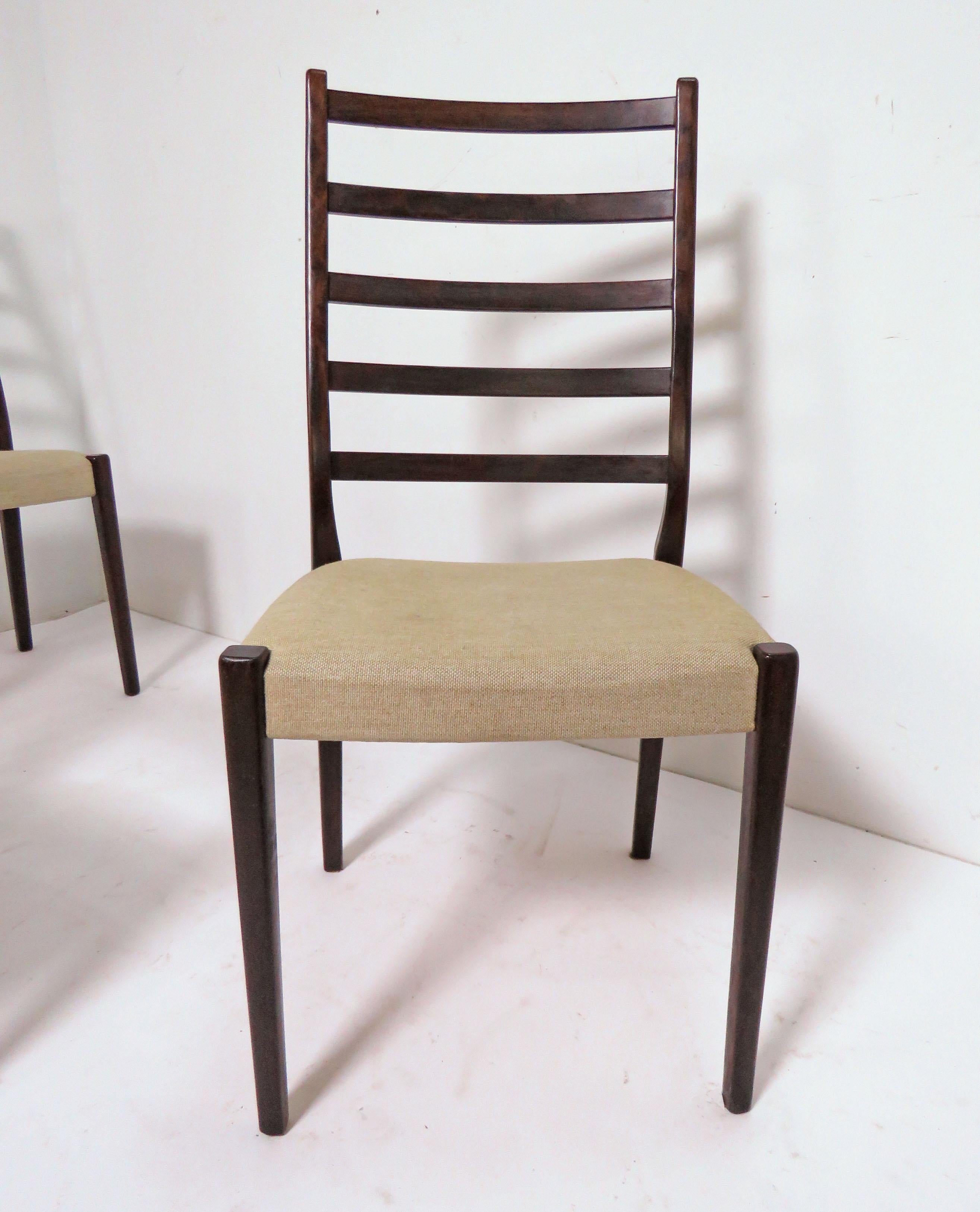 Set of Six Danish Modern Rosewood Ladder Back Dining Chairs by Svegards, Sweden 4