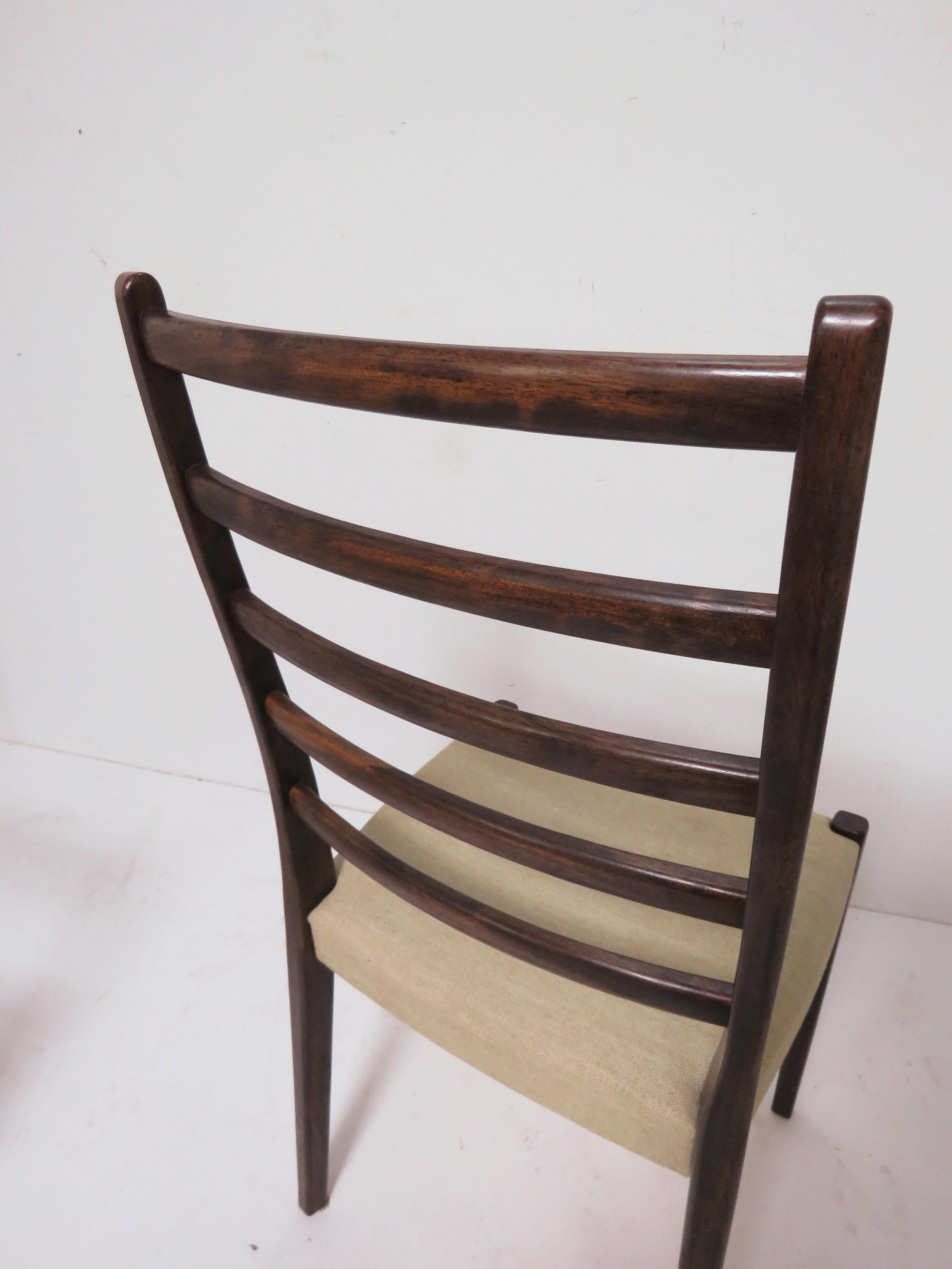 Set of Six Danish Modern Rosewood Ladder Back Dining Chairs by Svegards, Sweden 5