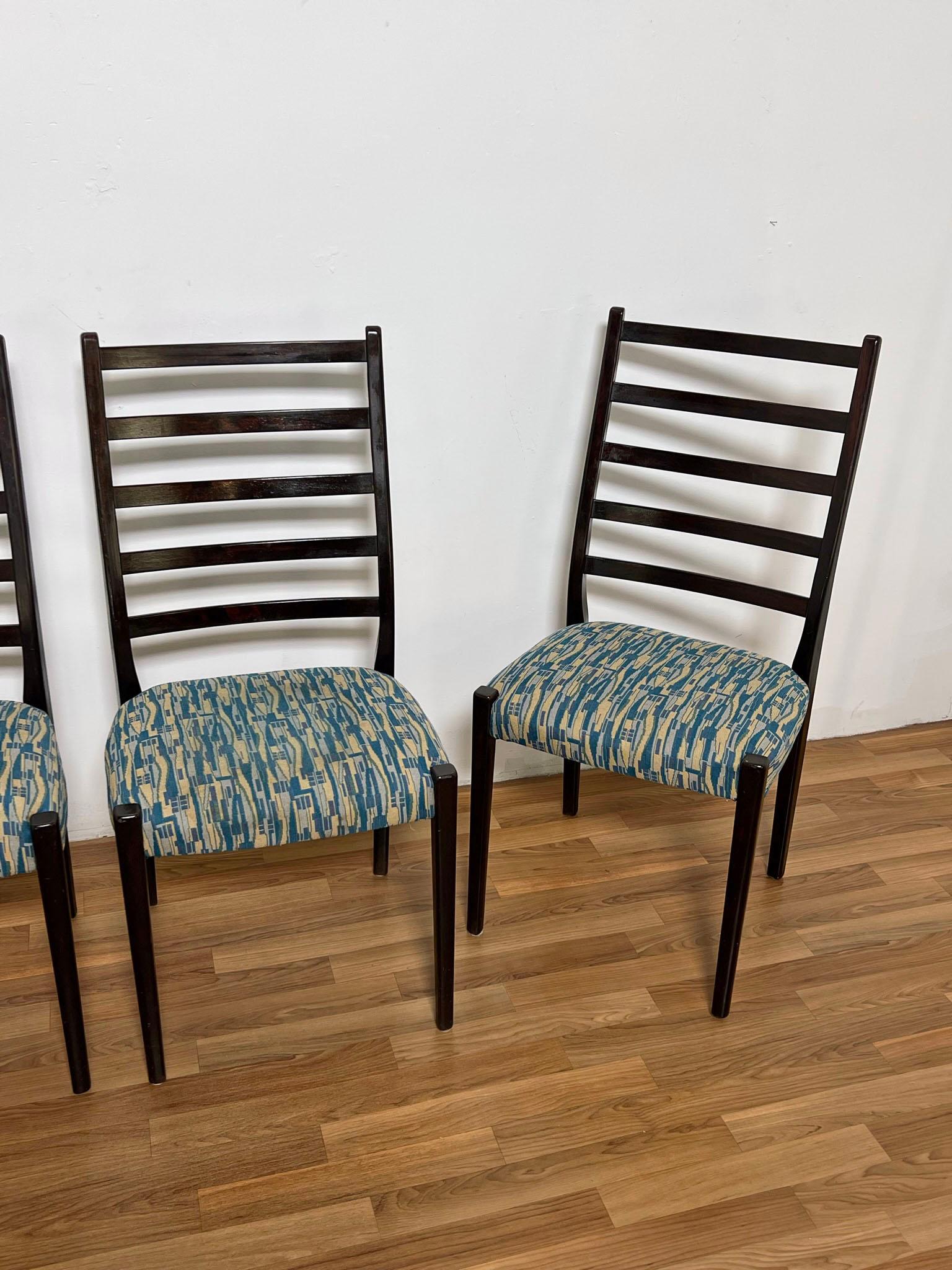 Scandinavian Modern Set of Six Danish Modern Rosewood Ladder Back Dining Chairs by Svegards, Sweden