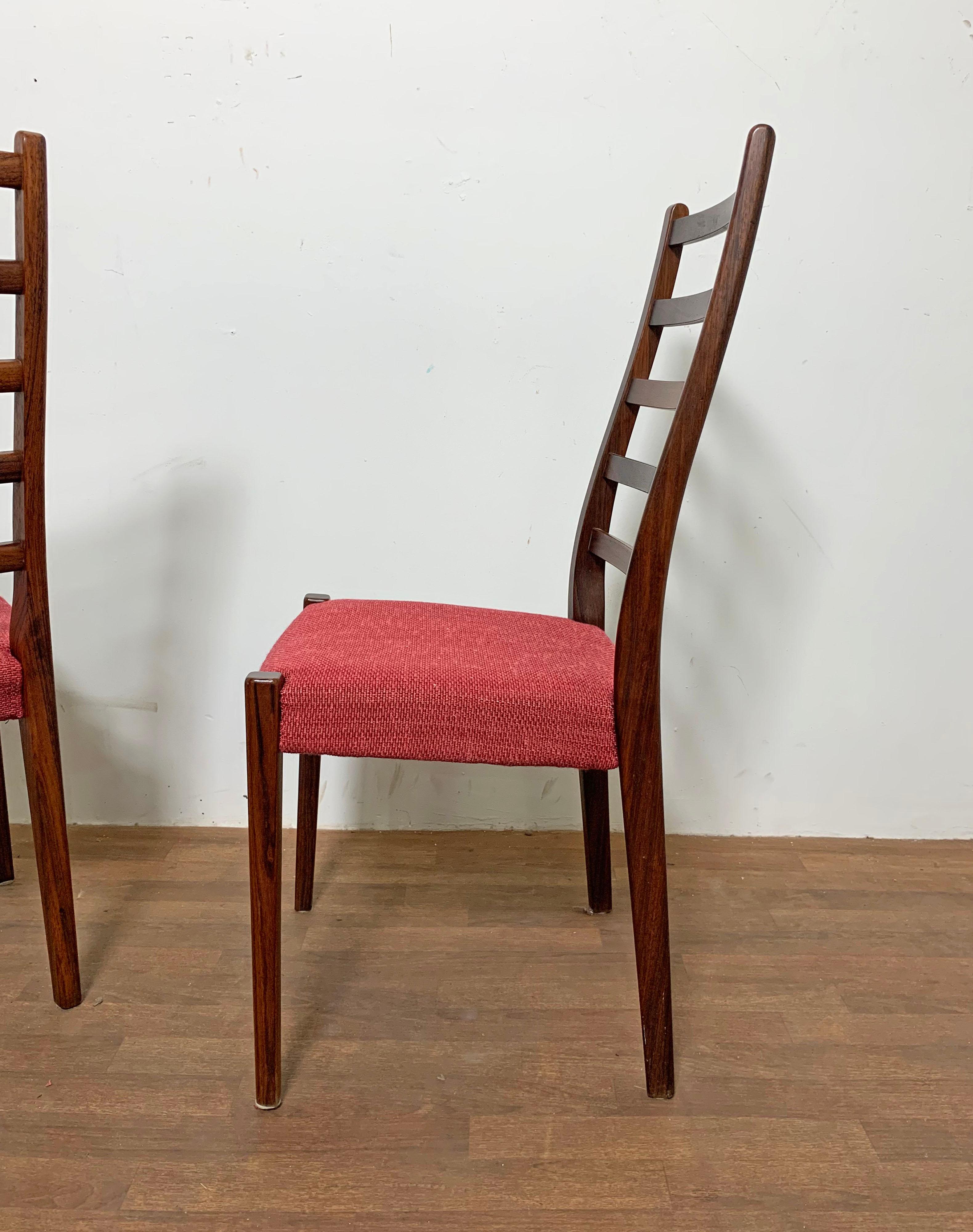 Scandinavian Modern Set of Six Danish Modern Rosewood Ladder Back Dining Chairs by Svegards, Sweden
