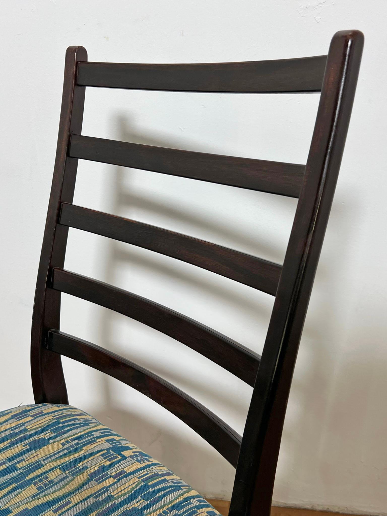 Swedish Set of Six Danish Modern Rosewood Ladder Back Dining Chairs by Svegards, Sweden