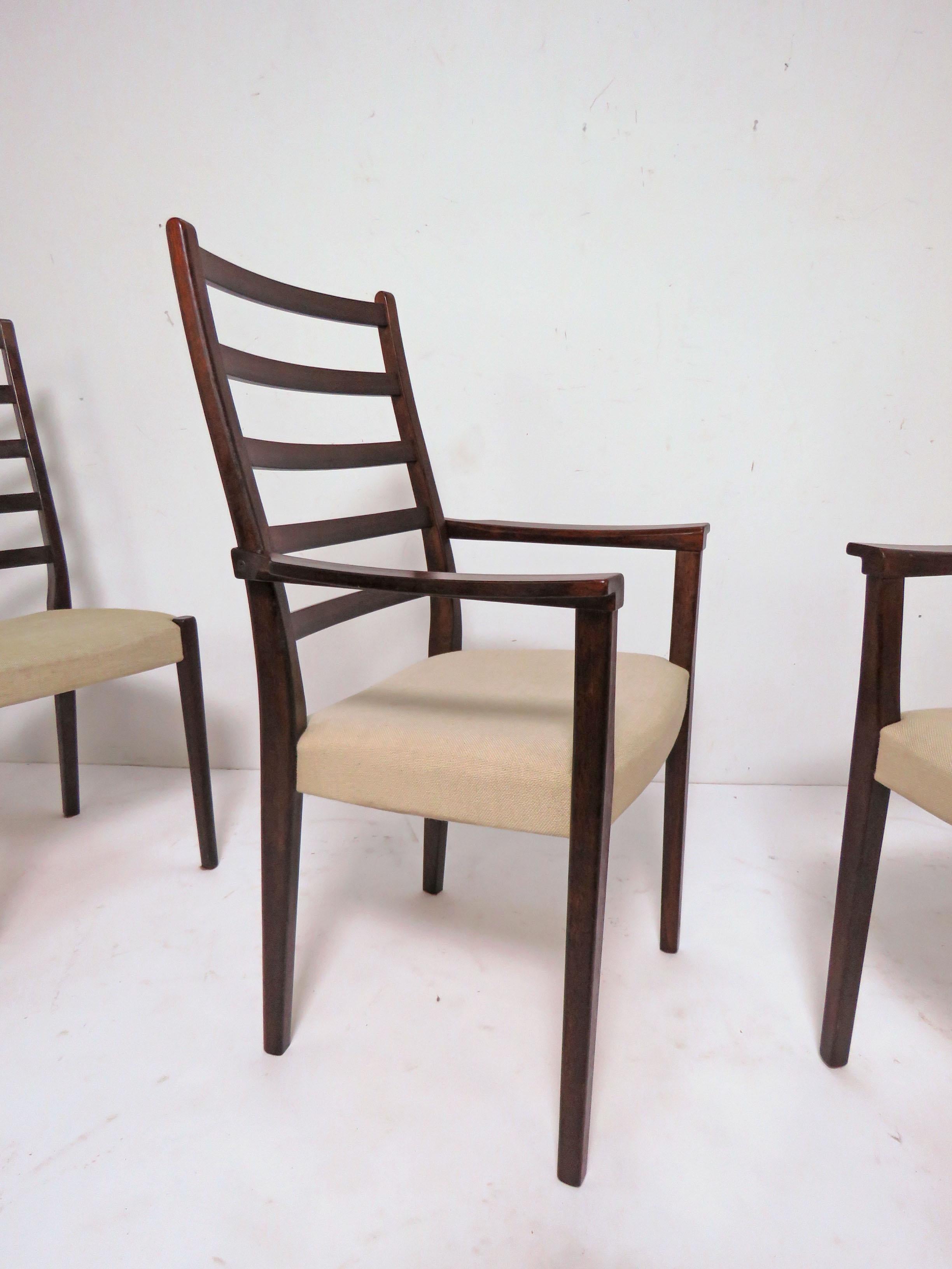 Swedish Set of Six Danish Modern Rosewood Ladder Back Dining Chairs by Svegards, Sweden