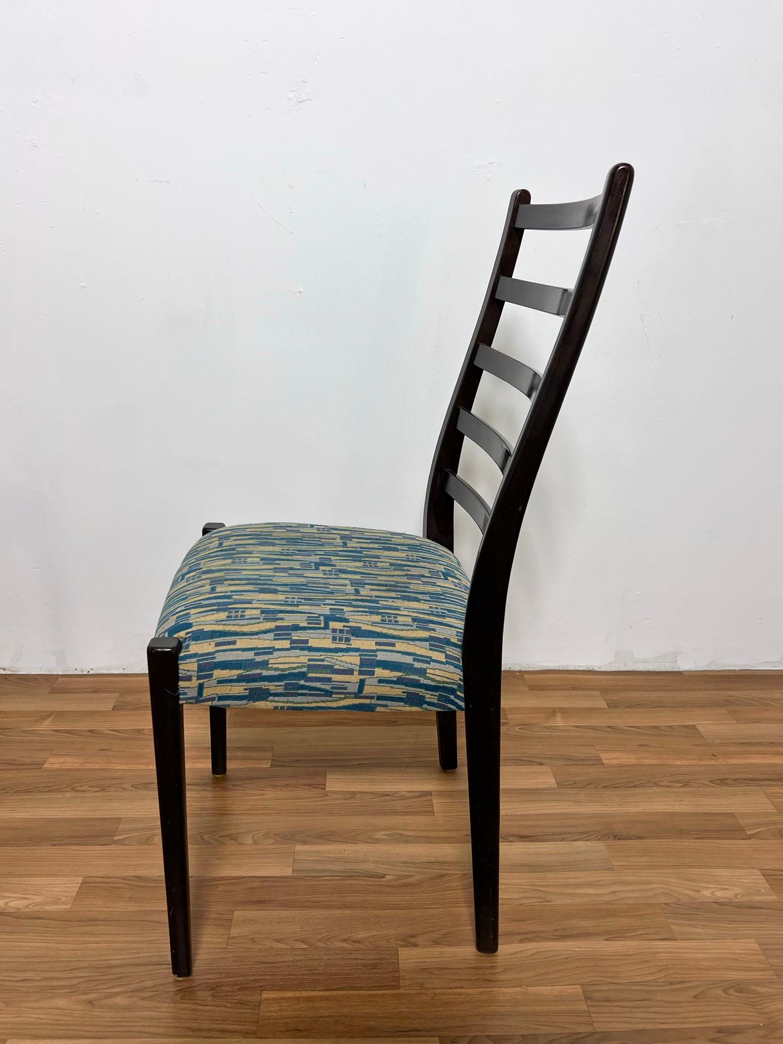 Set of Six Danish Modern Rosewood Ladder Back Dining Chairs by Svegards, Sweden In Good Condition In Peabody, MA