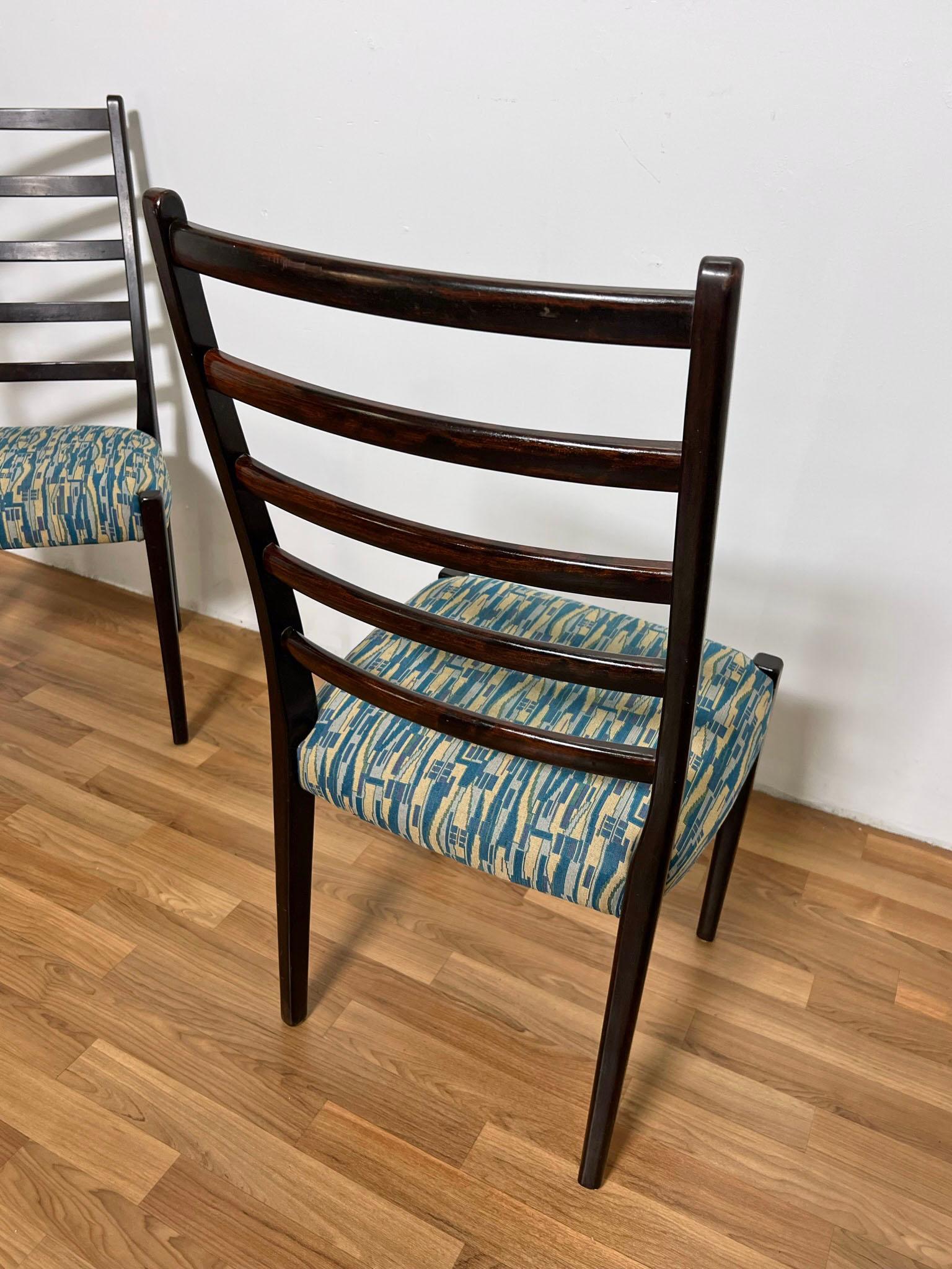Late 20th Century Set of Six Danish Modern Rosewood Ladder Back Dining Chairs by Svegards, Sweden