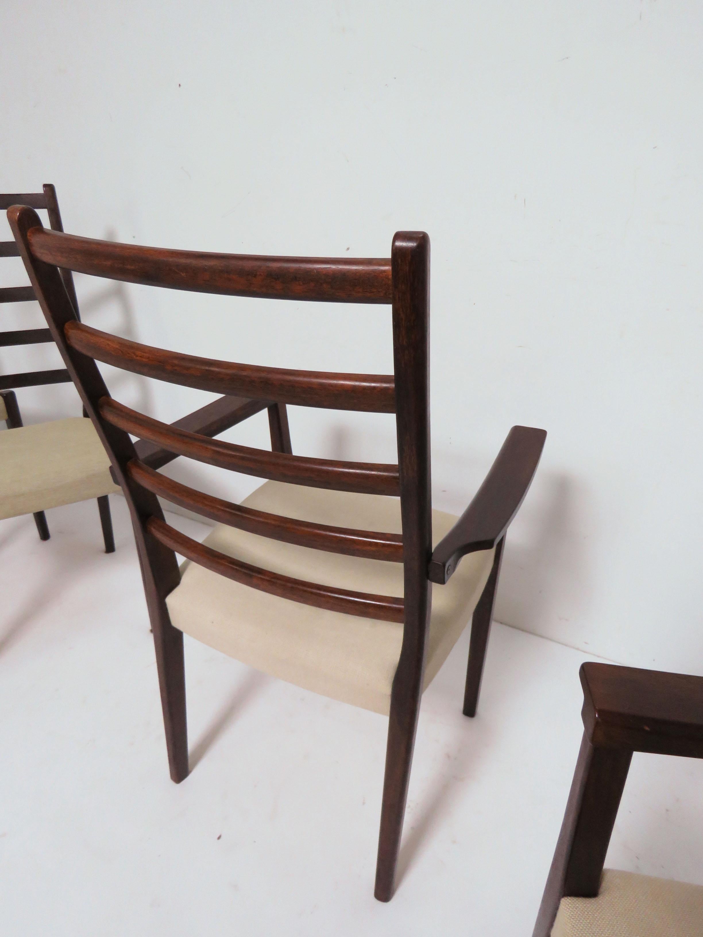 Set of Six Danish Modern Rosewood Ladder Back Dining Chairs by Svegards, Sweden 1