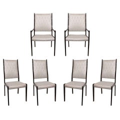 Set of Six Danish Modern Sculptural Dining Chairs in Ebonized Teak Wood, 1960s