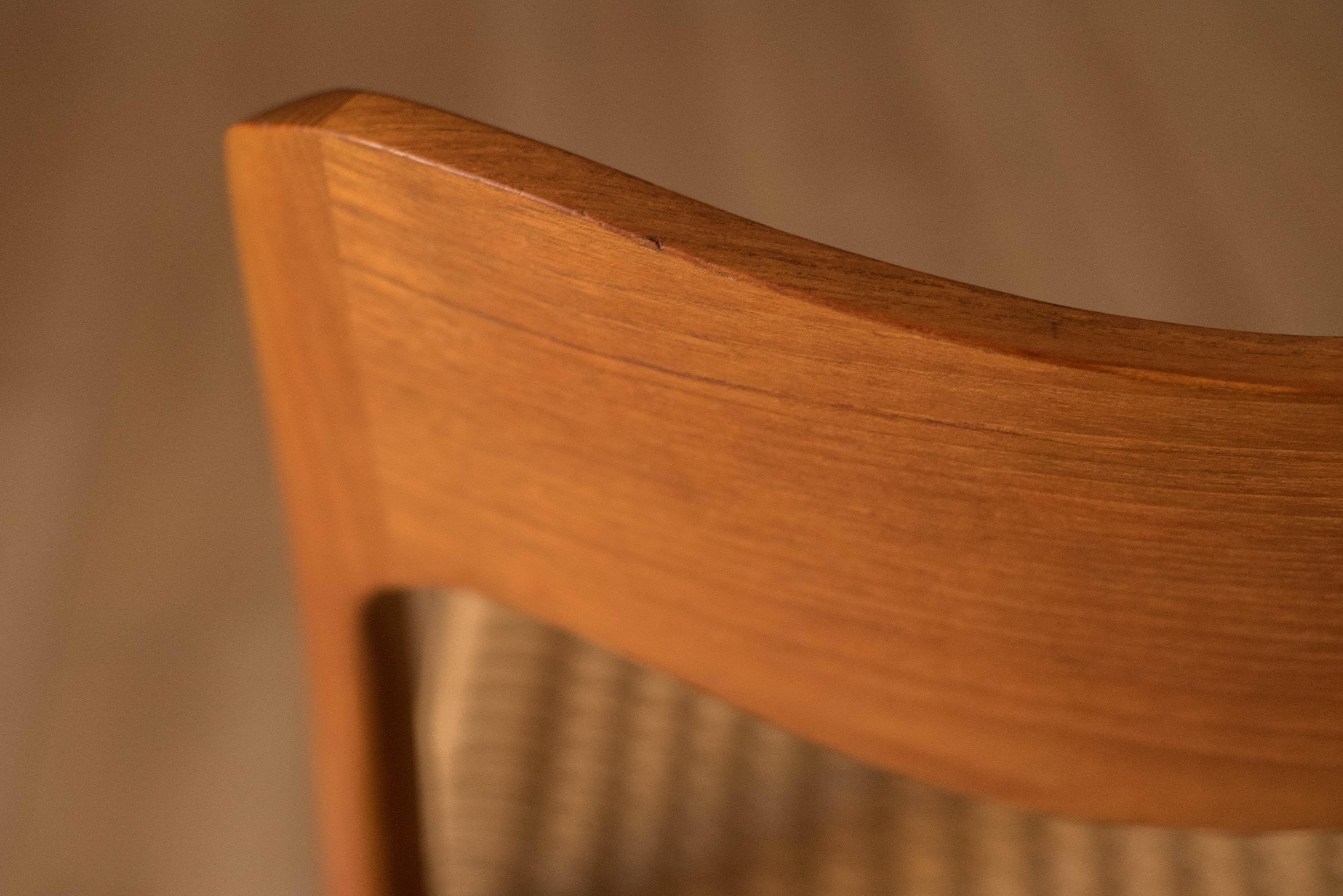 Ensemble de six chaises de salle à manger modernes danoises en teck et corde de papier Niels O. Moller 71 en vente 4