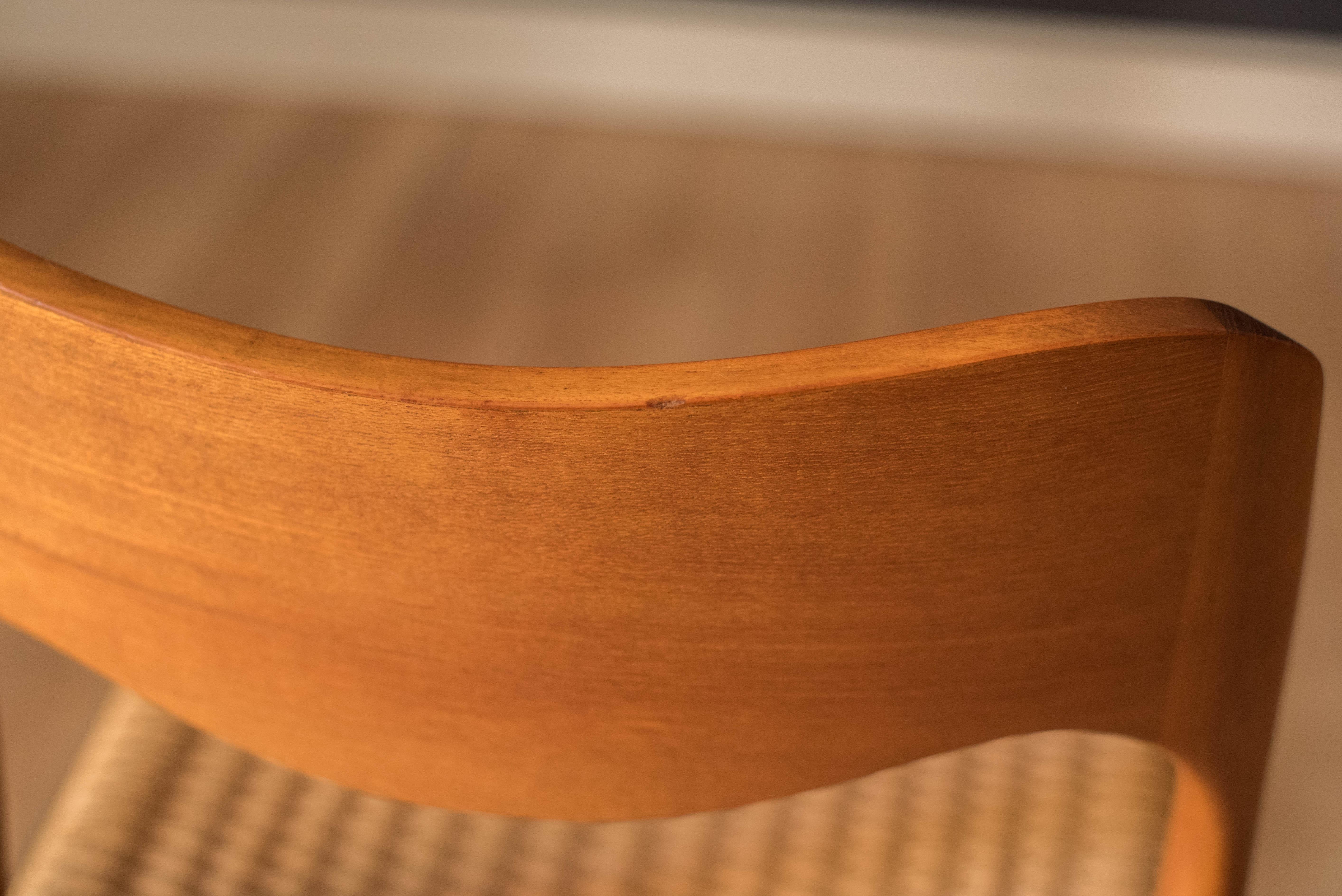 Ensemble de six chaises de salle à manger modernes danoises en teck et corde de papier Niels O. Moller 71 en vente 12