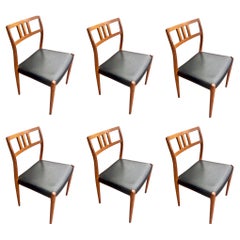 Set of Six Danish Modern Teak Dining Chairs by Niels Moller, Model 79