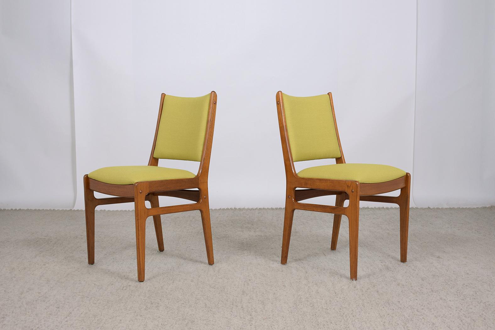 Fabric Set of Six Mid Century Danish Teak Dining Chairs