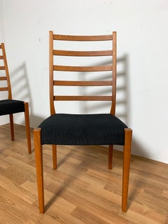 Set of Six Danish Modern Teak Ladder Back Dining Chairs by Svegards, Sweden
