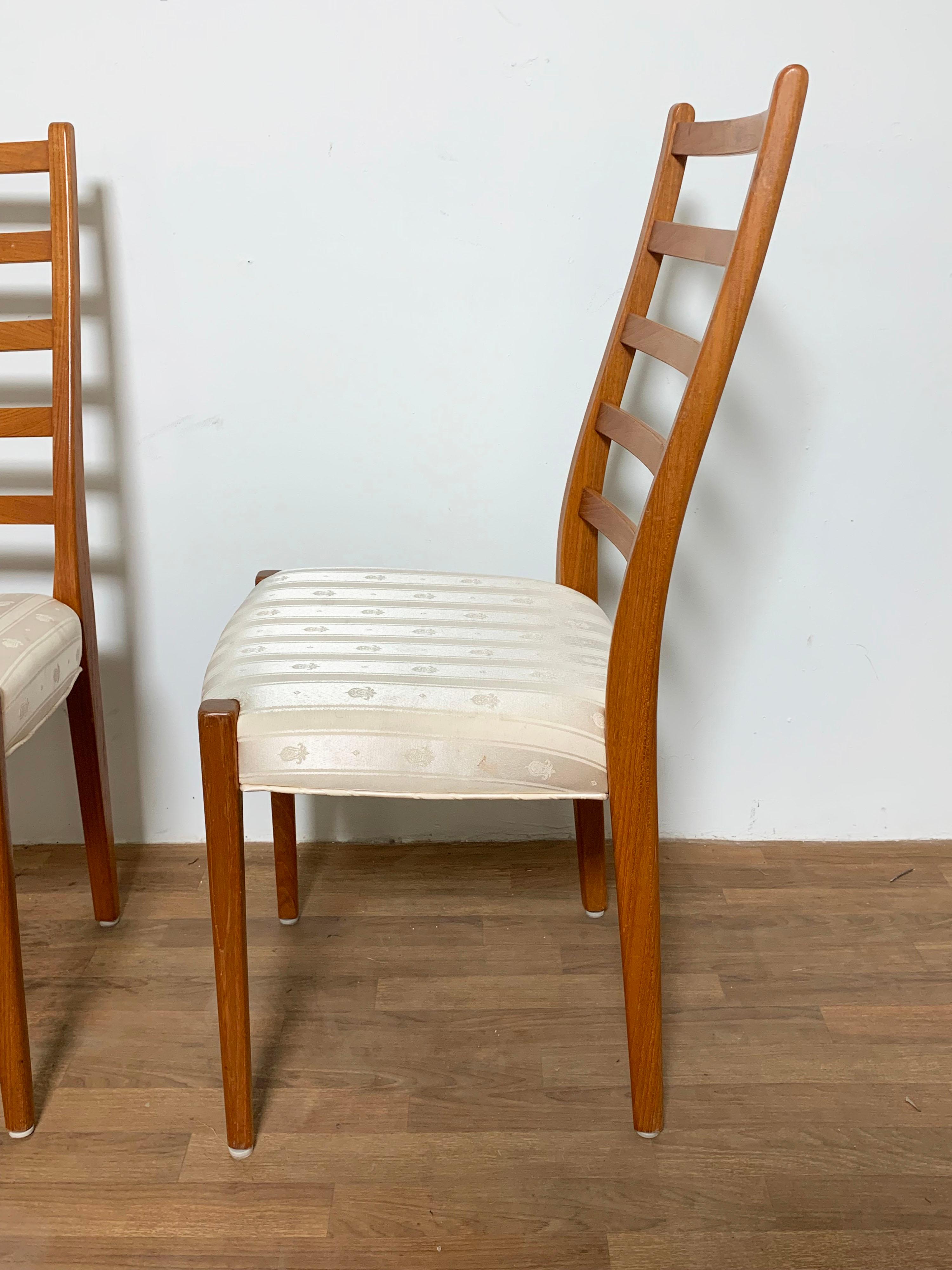 Swedish Set of Six Danish Modern Teak Ladder Back Dining Chairs by Svegards, Sweden
