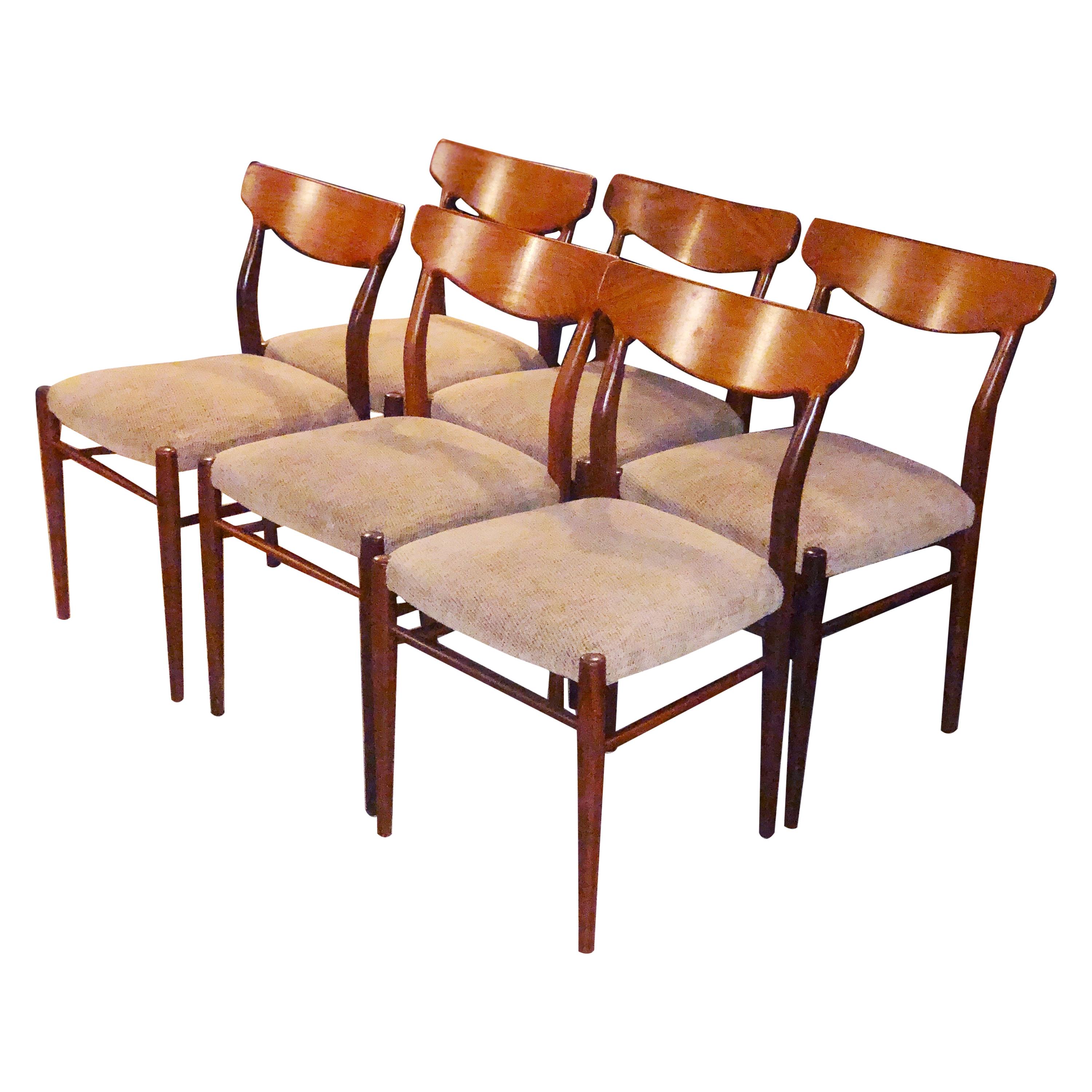Set of Six Danish Modern Teak Sculptural Dining Chairs, circa 1960s