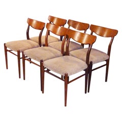Set of Six Danish Modern Teak Sculptural Dining Chairs, circa 1960s